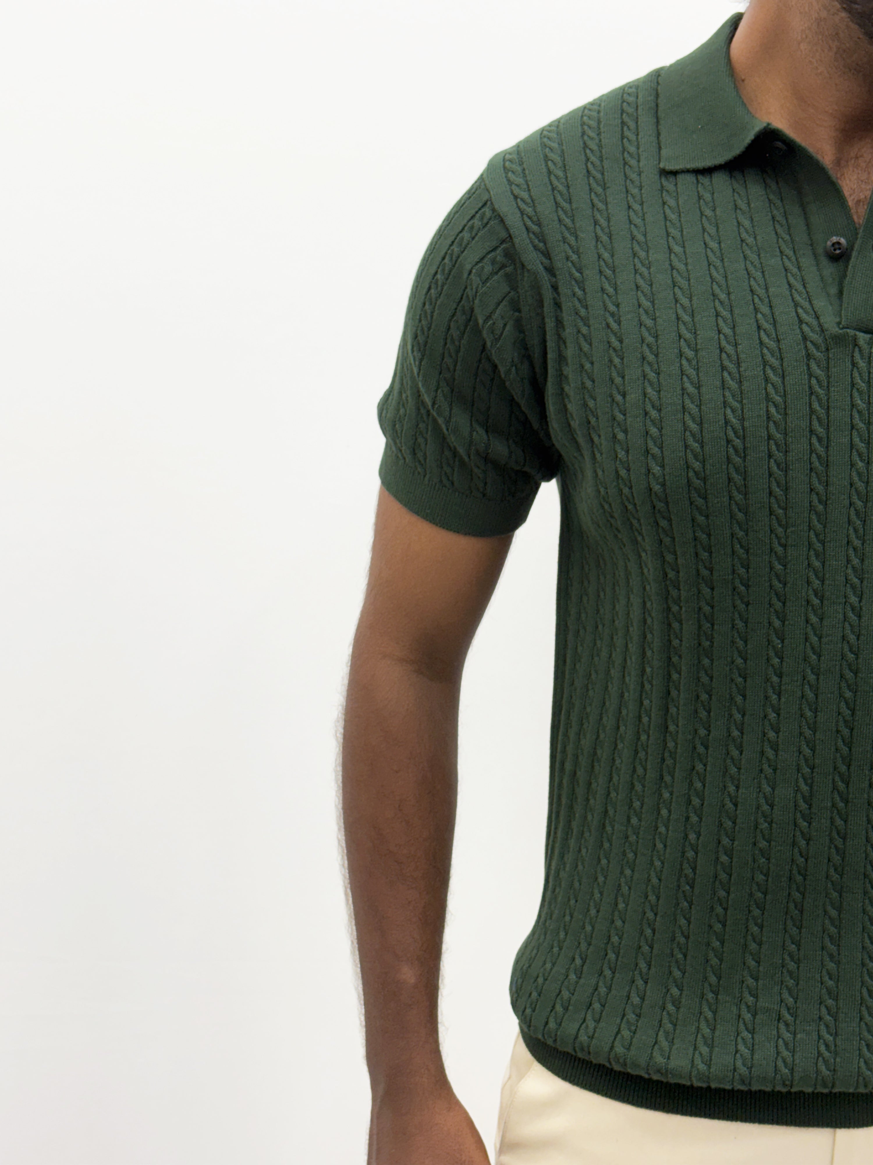 Forest Green Textured Polo T-Shirt