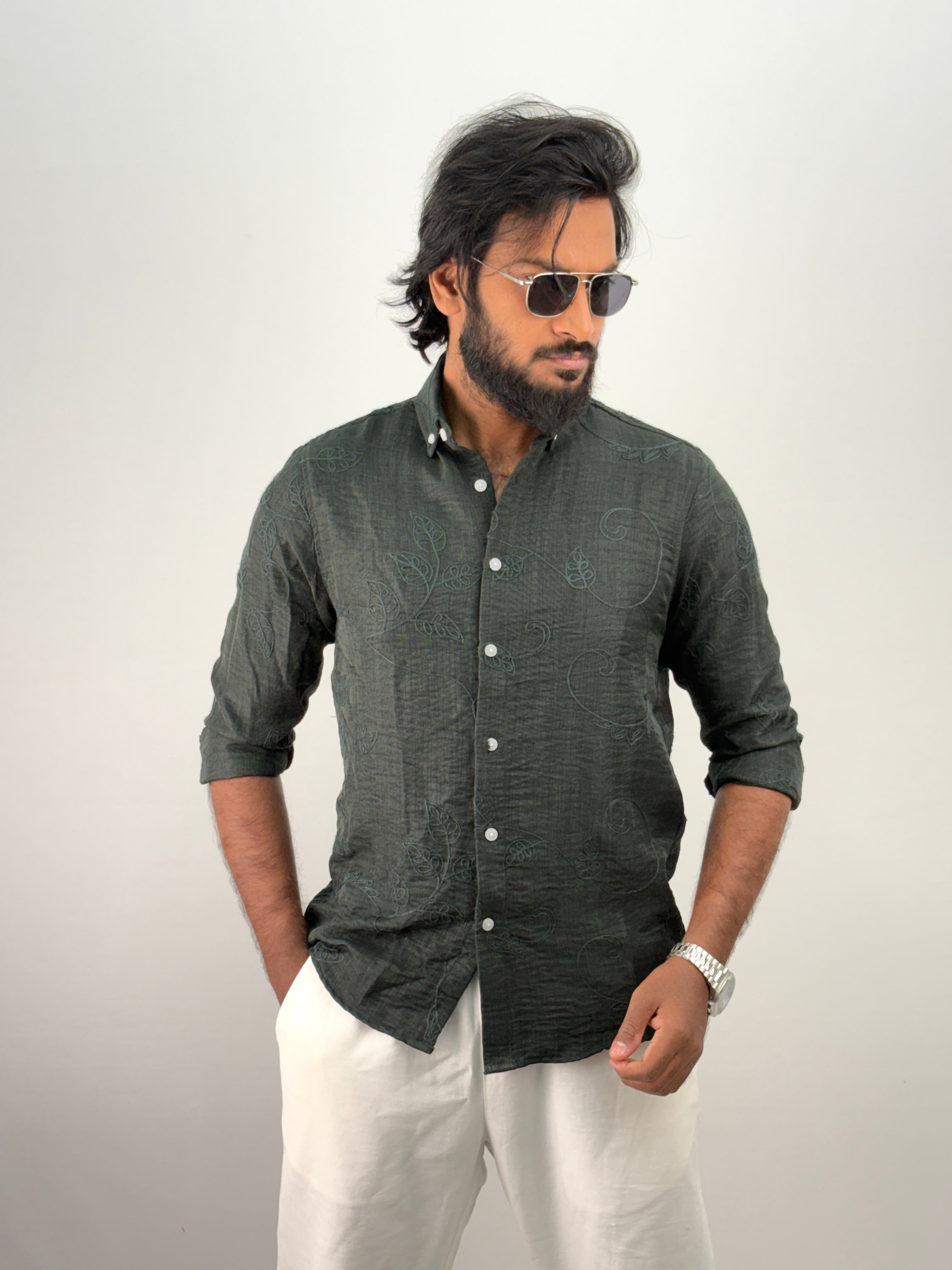 Green Embroidery Shirt
