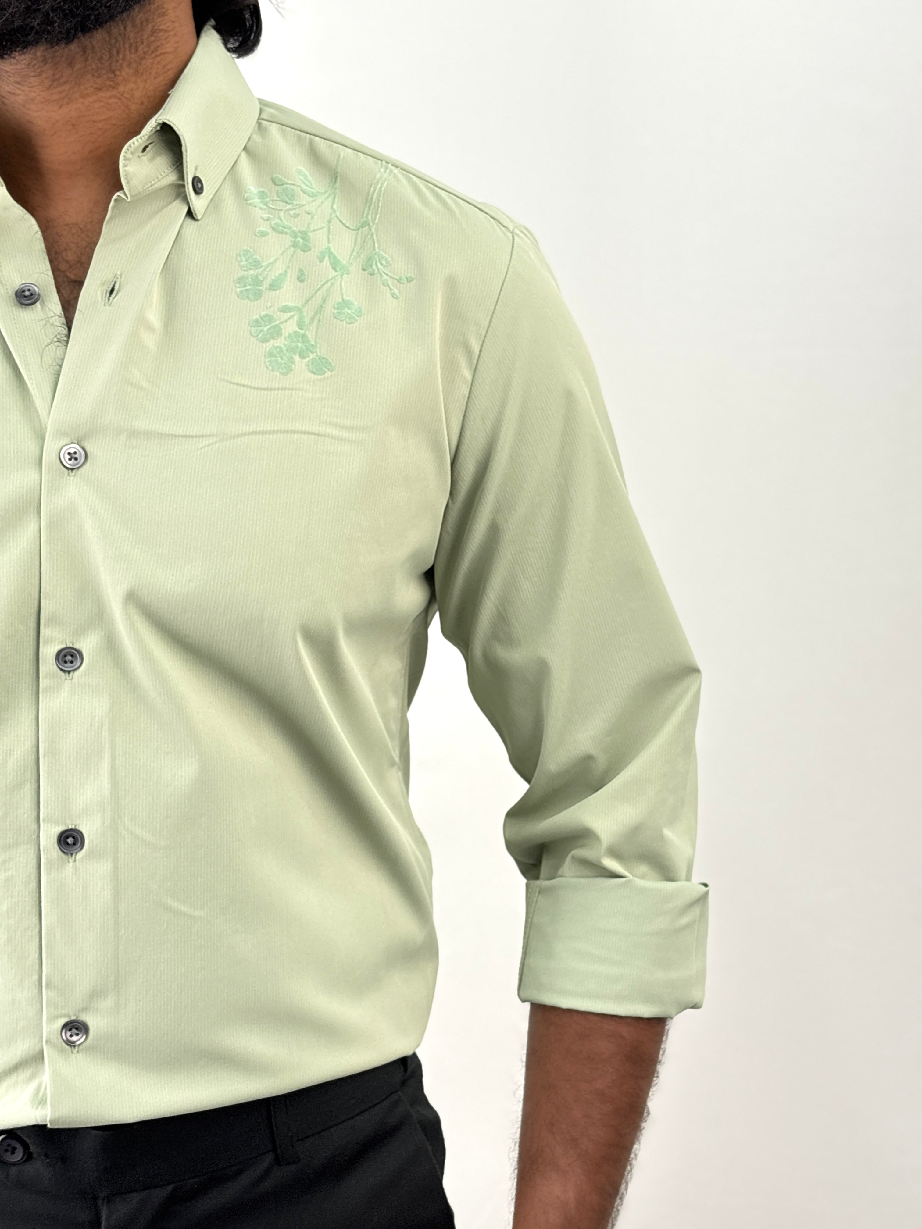 Green Flock Printed Shirt 4