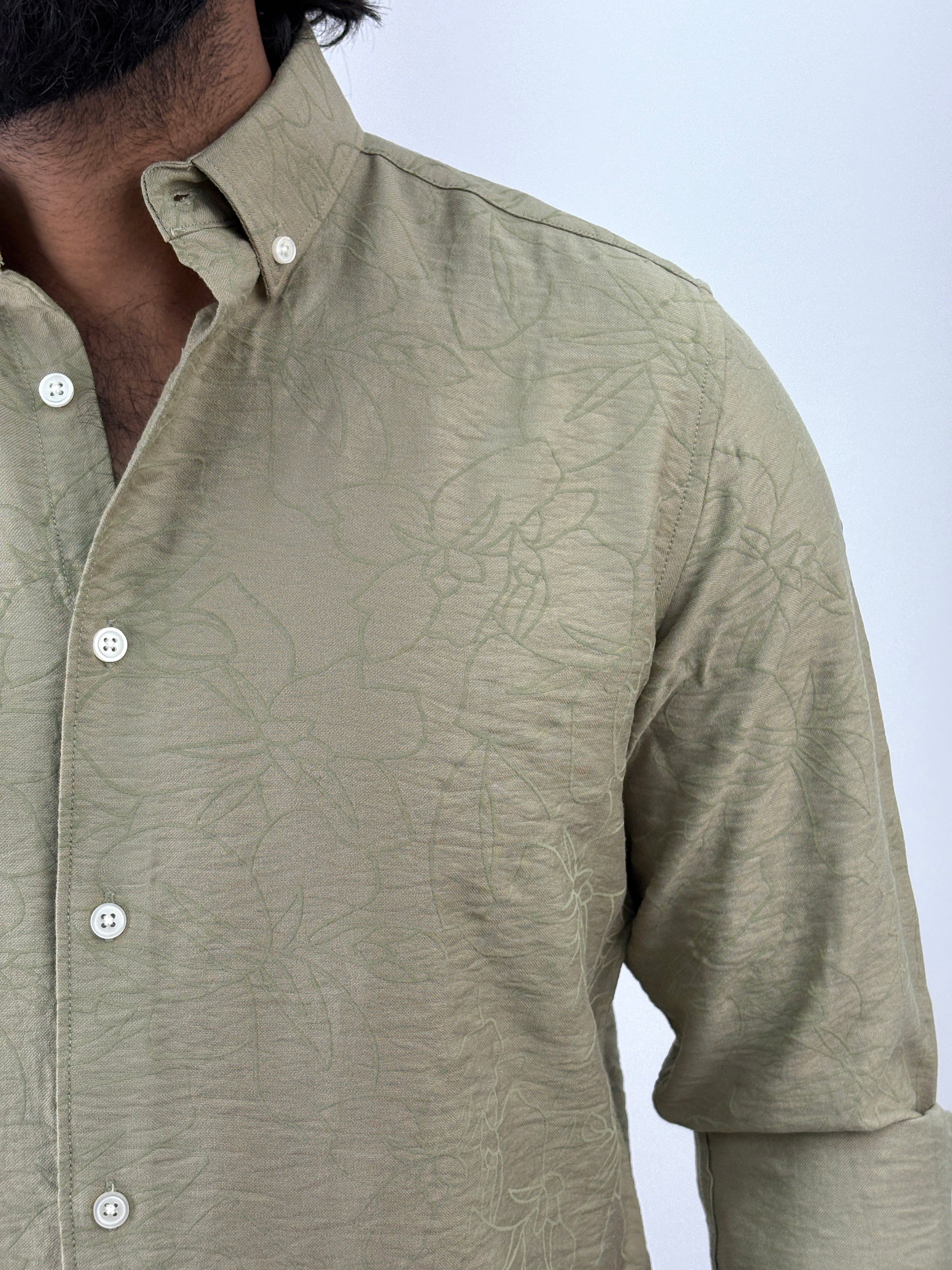Green Self Printed Shirt 2