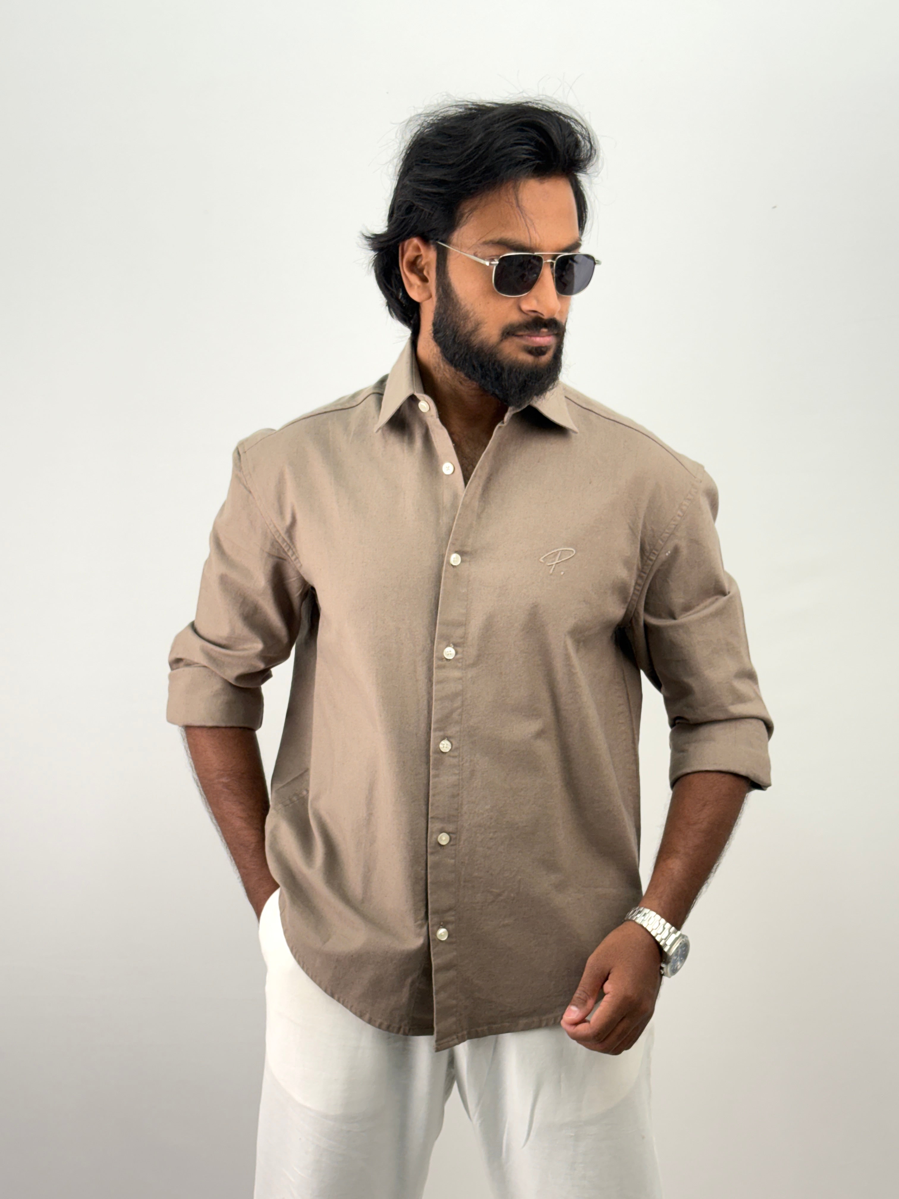 Grey Back Embroidery Shirt