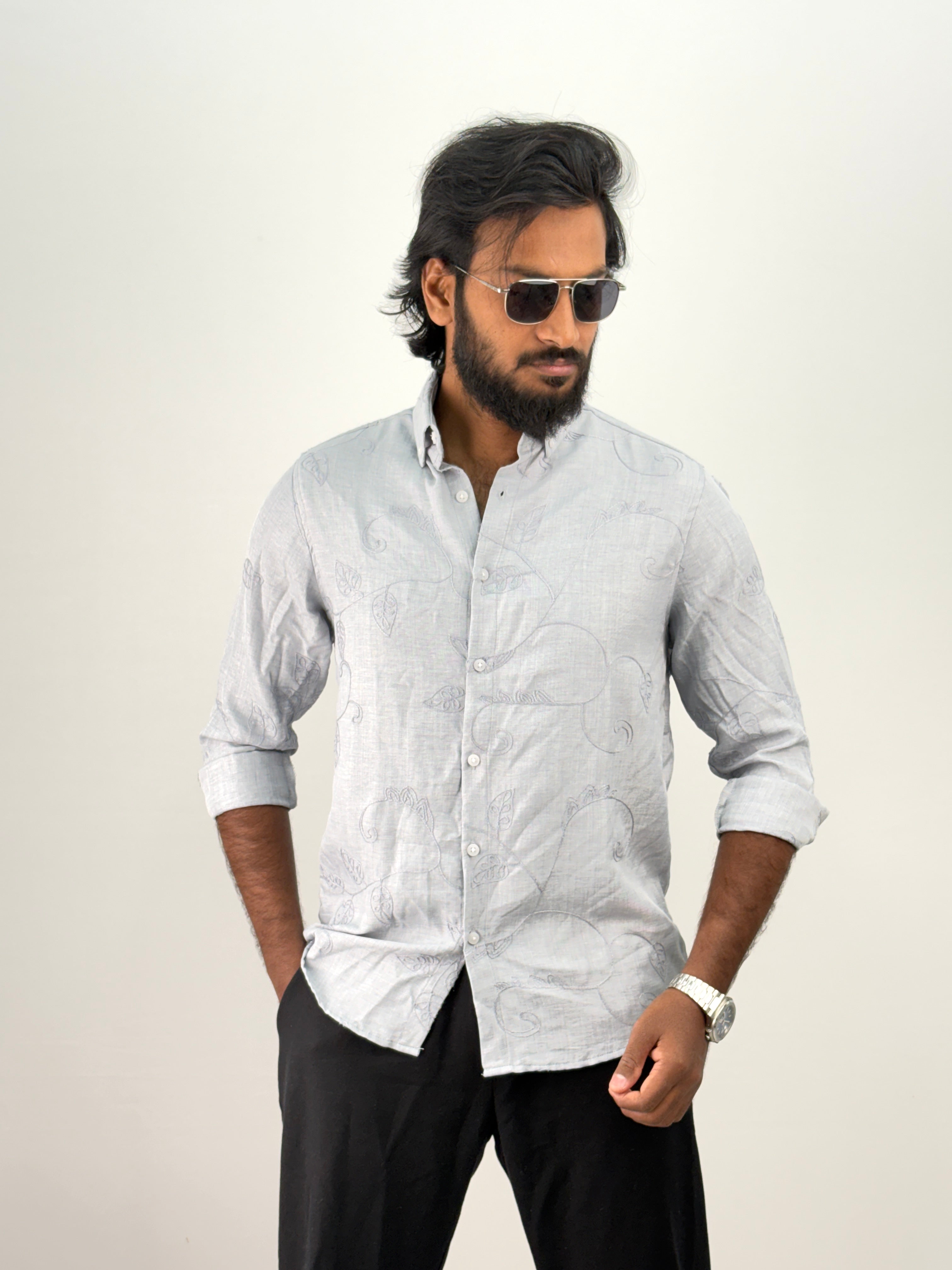 Grey Embroidery Shirt