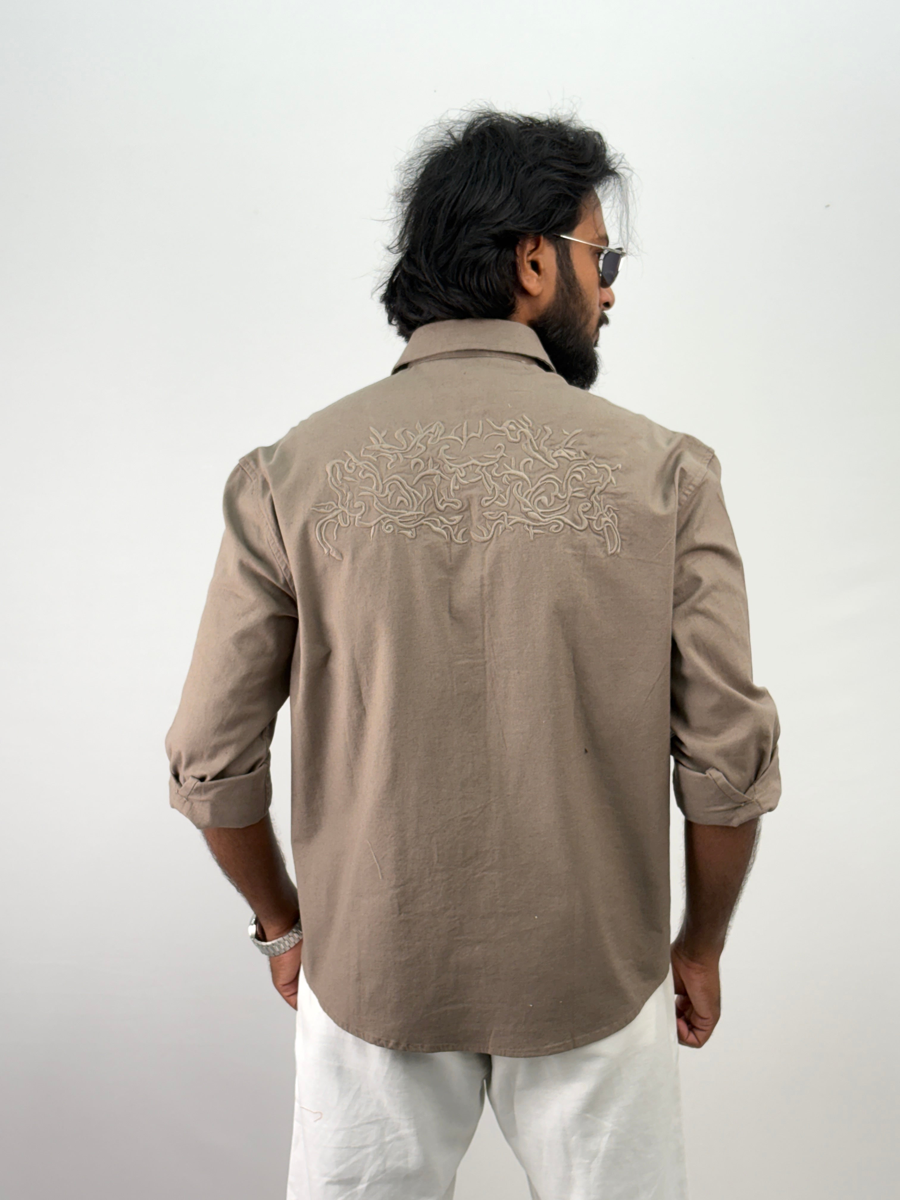 Grey Back Embroidery Shirt