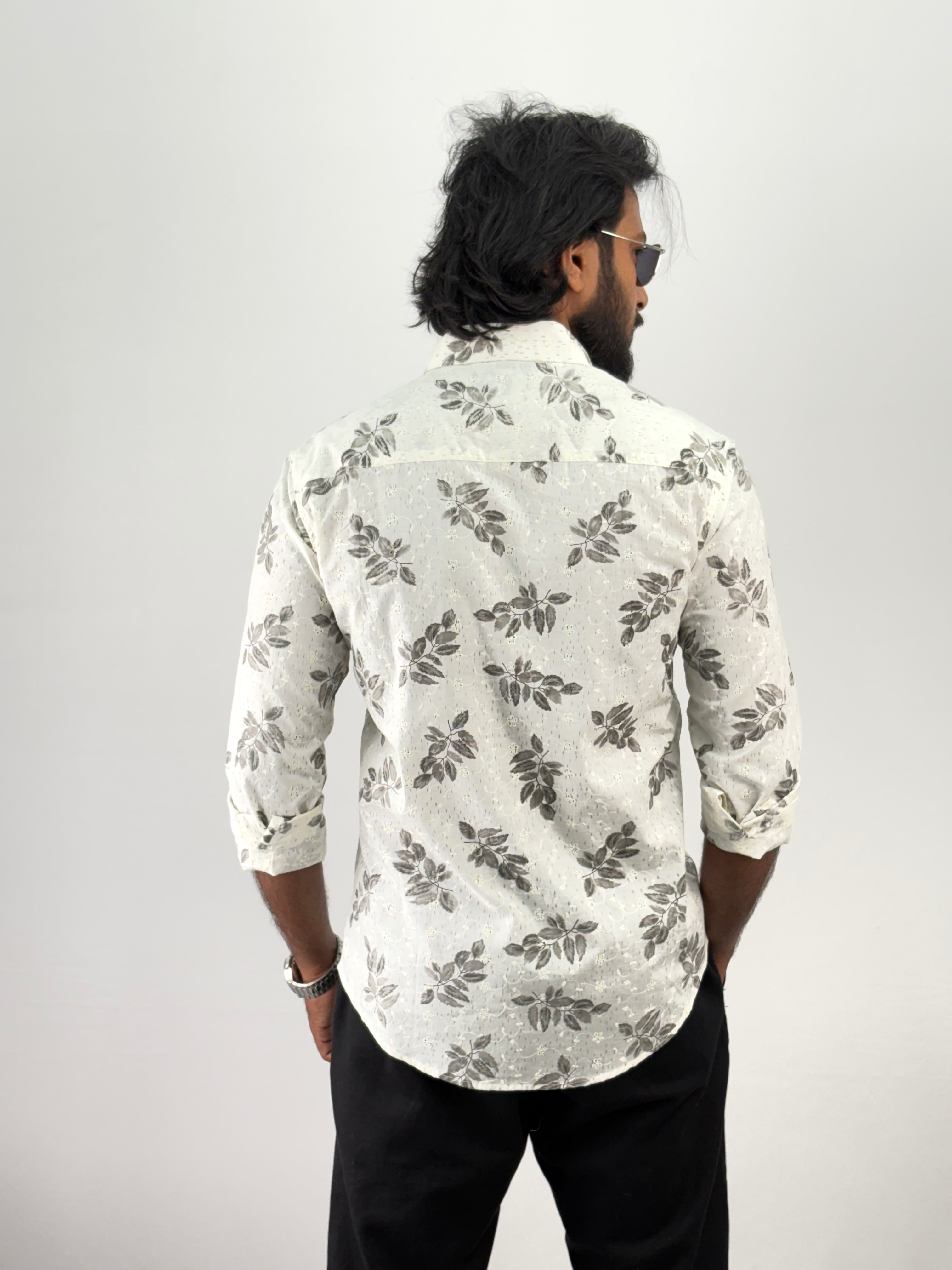 Grey Embroidery Printed Shirt