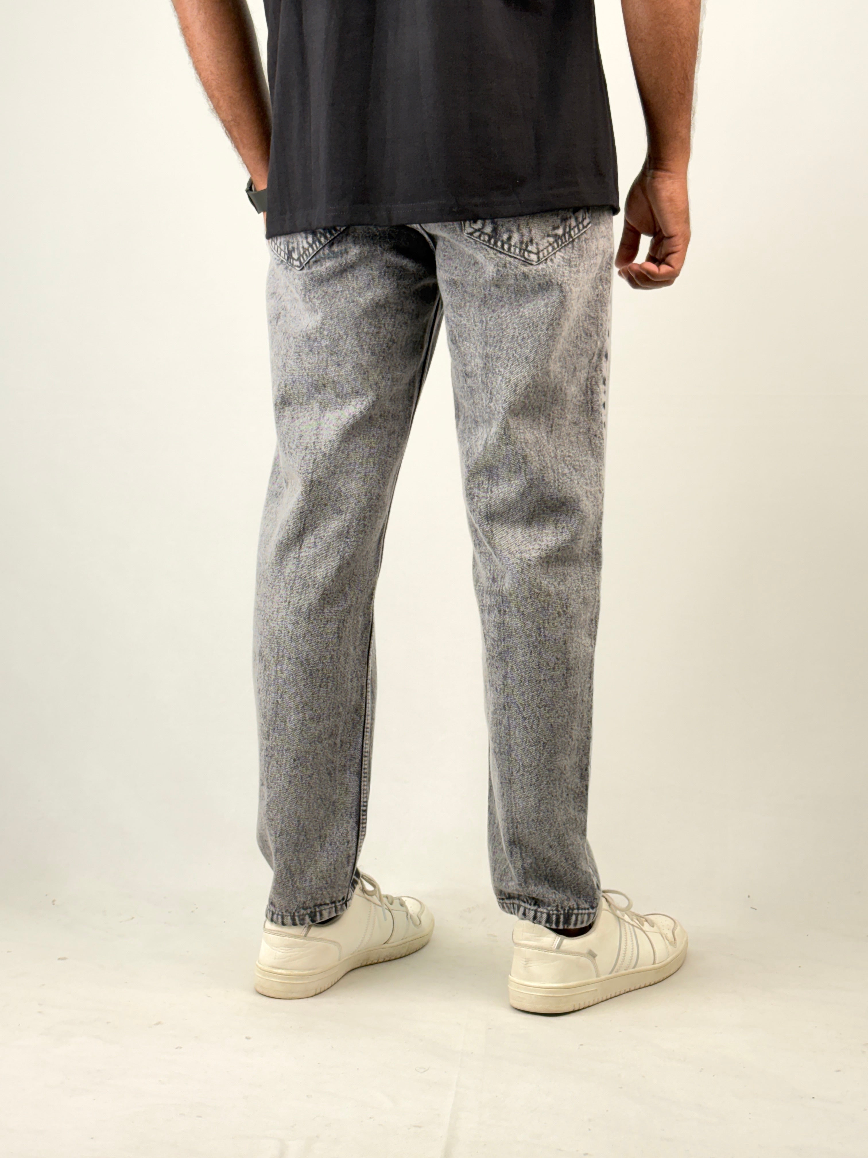 Grey Acid Wash Semi Baggy Jean