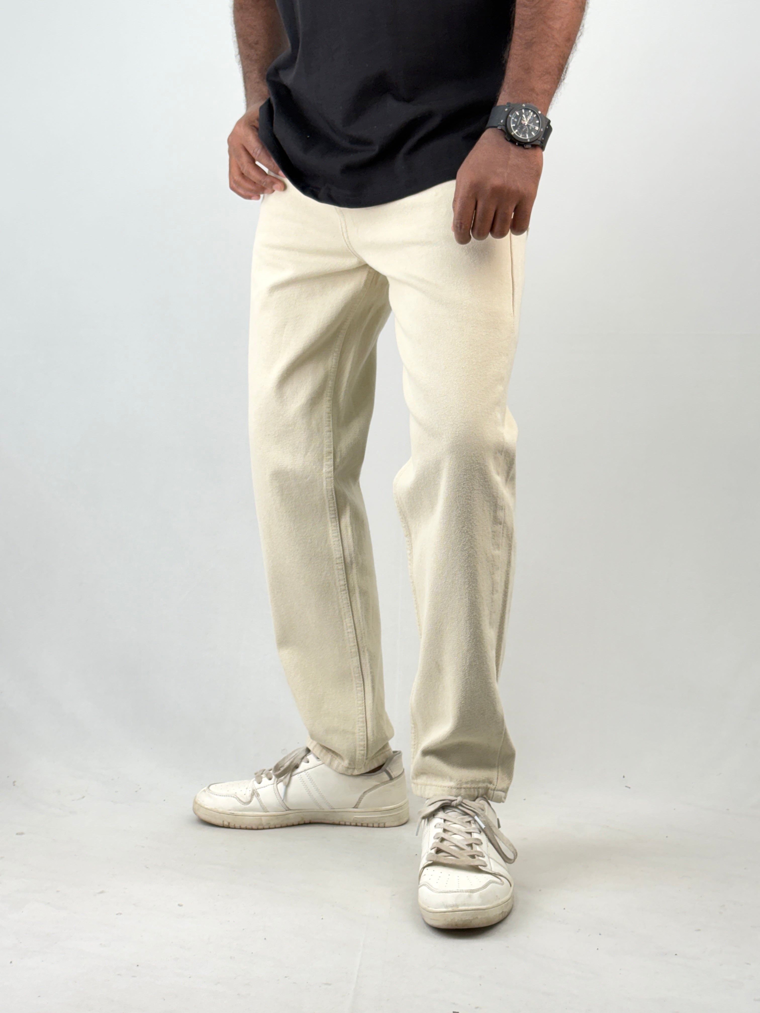 Beige Semi Baggy Jean