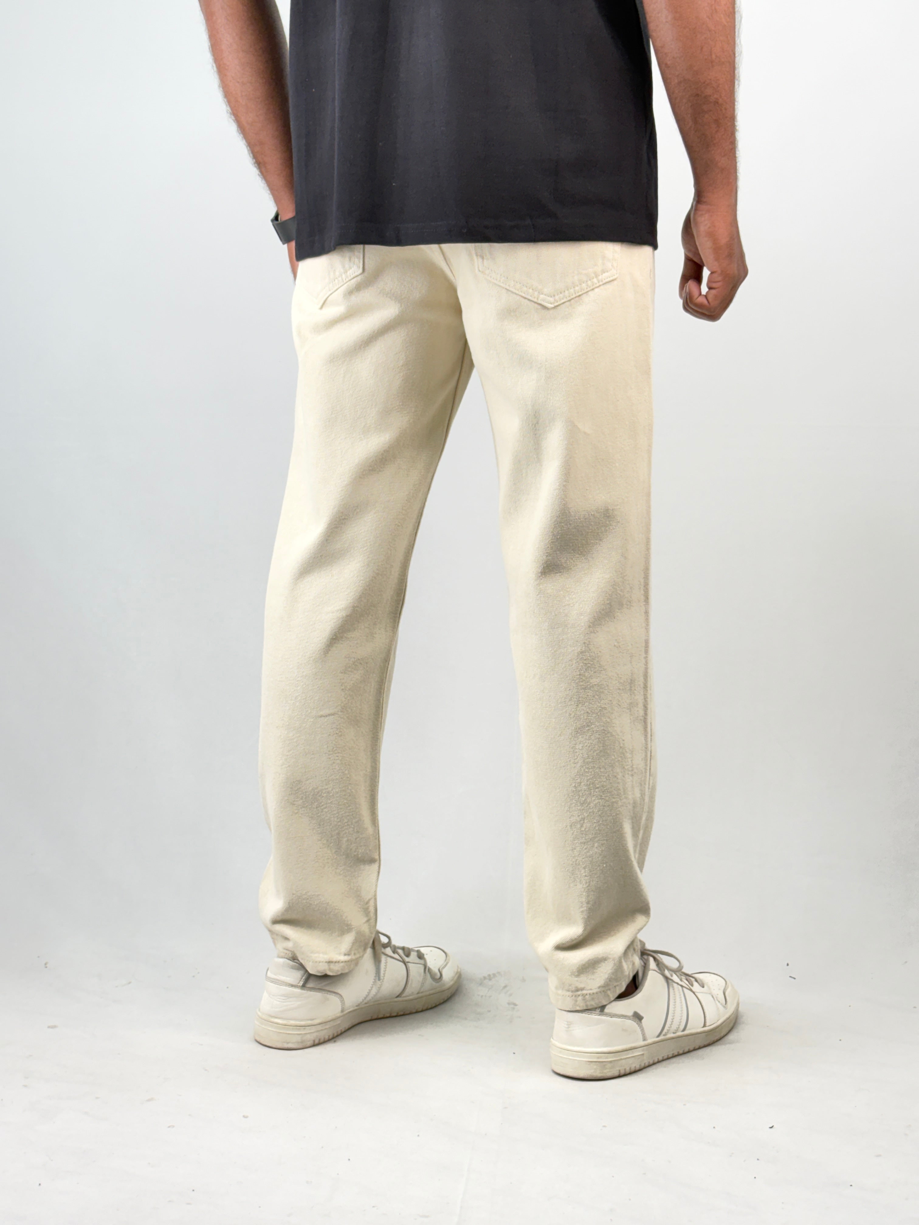 Beige Semi Baggy Jean