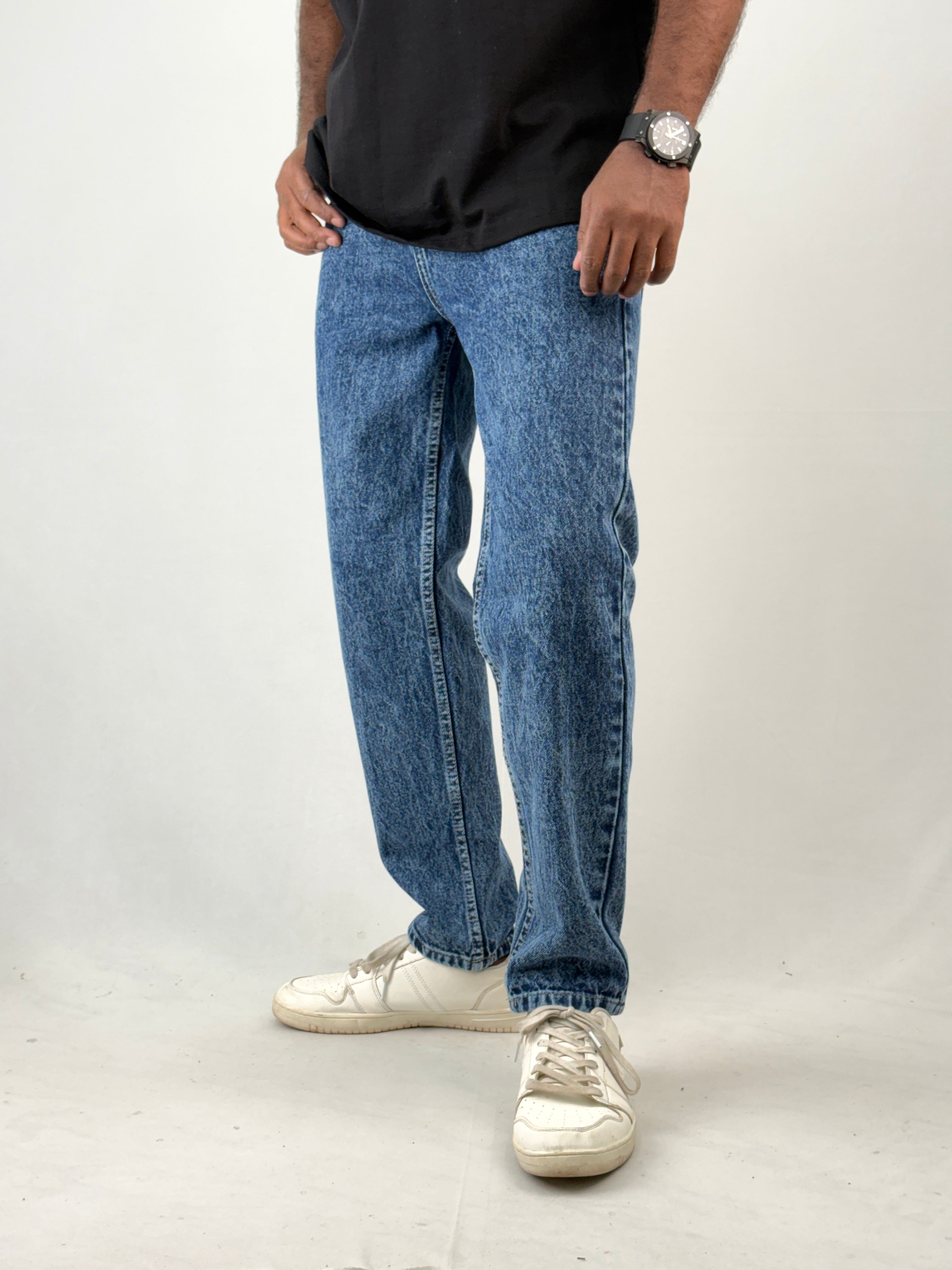 Dark Blue Acid Wash Semi Baggy Jean