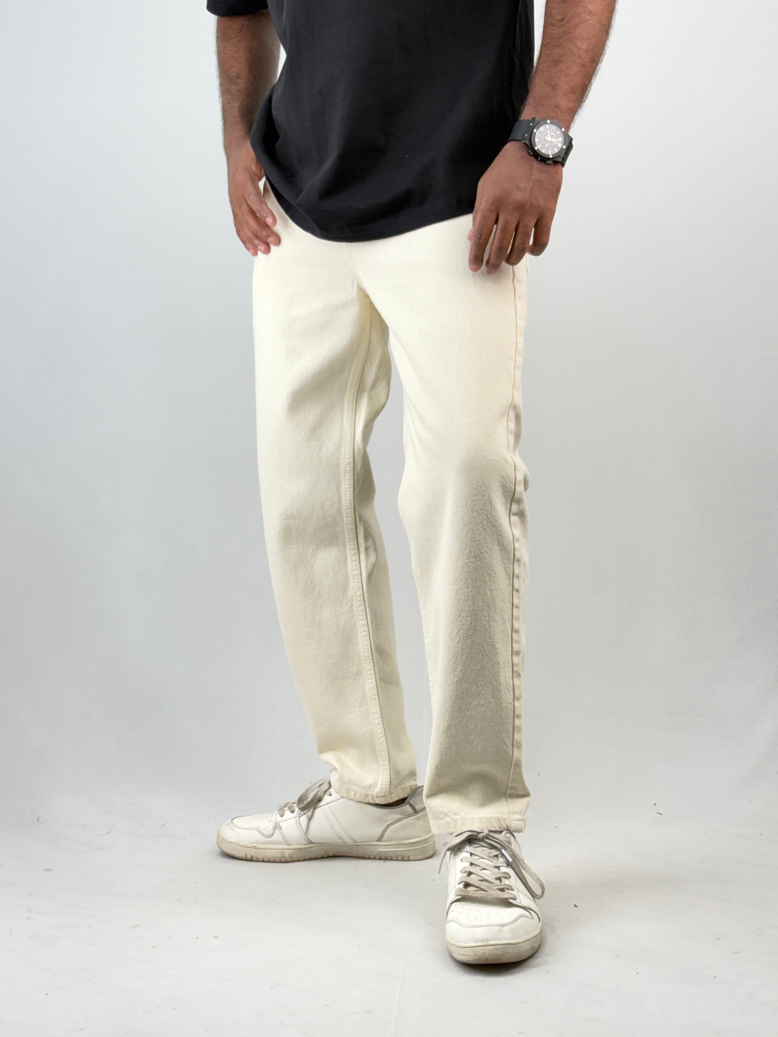 Off White Semi Baggy Jean