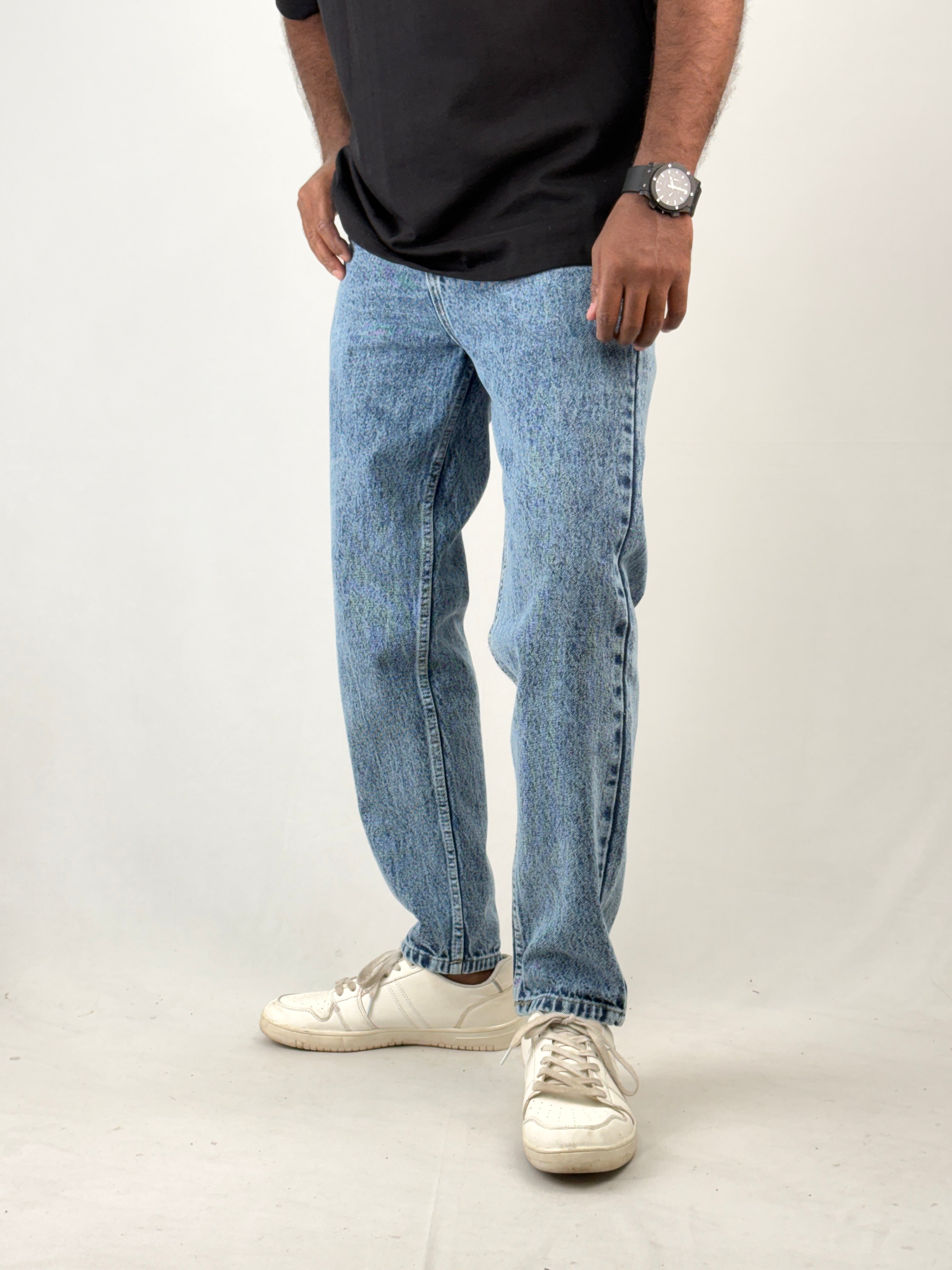 Blue Acid Wash Semi Baggy Jean