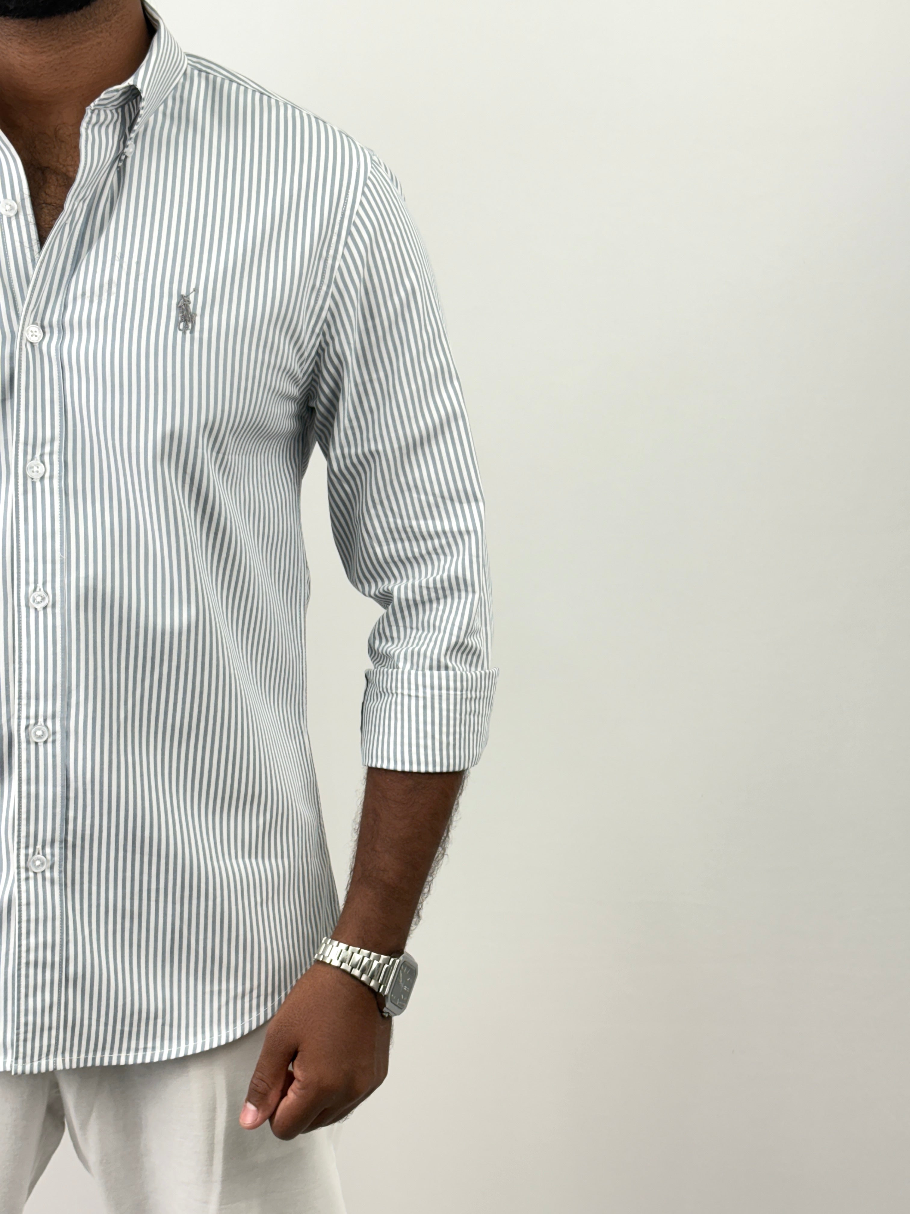 Dark Grey Pinstripe Shirts