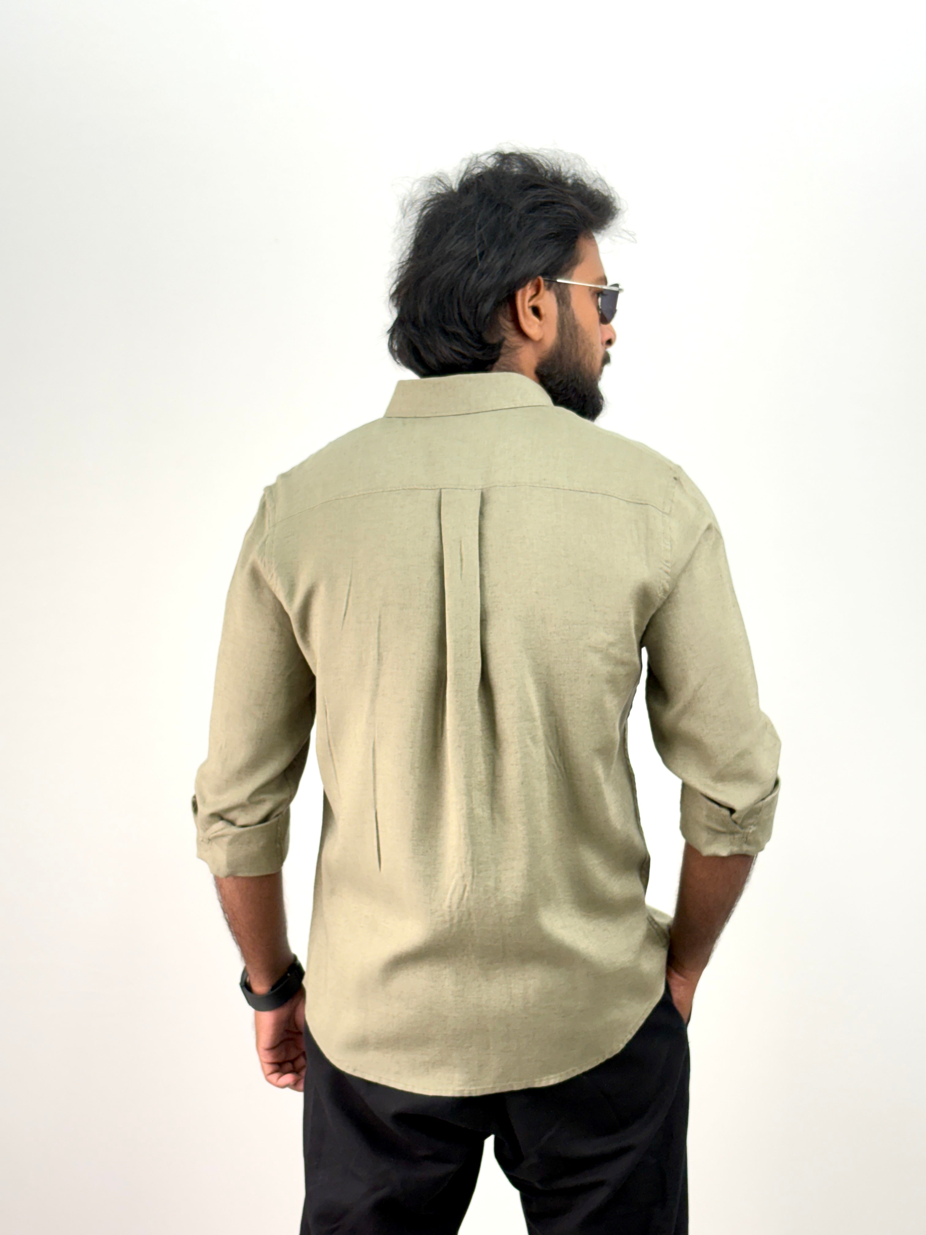 Olive Green Linen Shirt