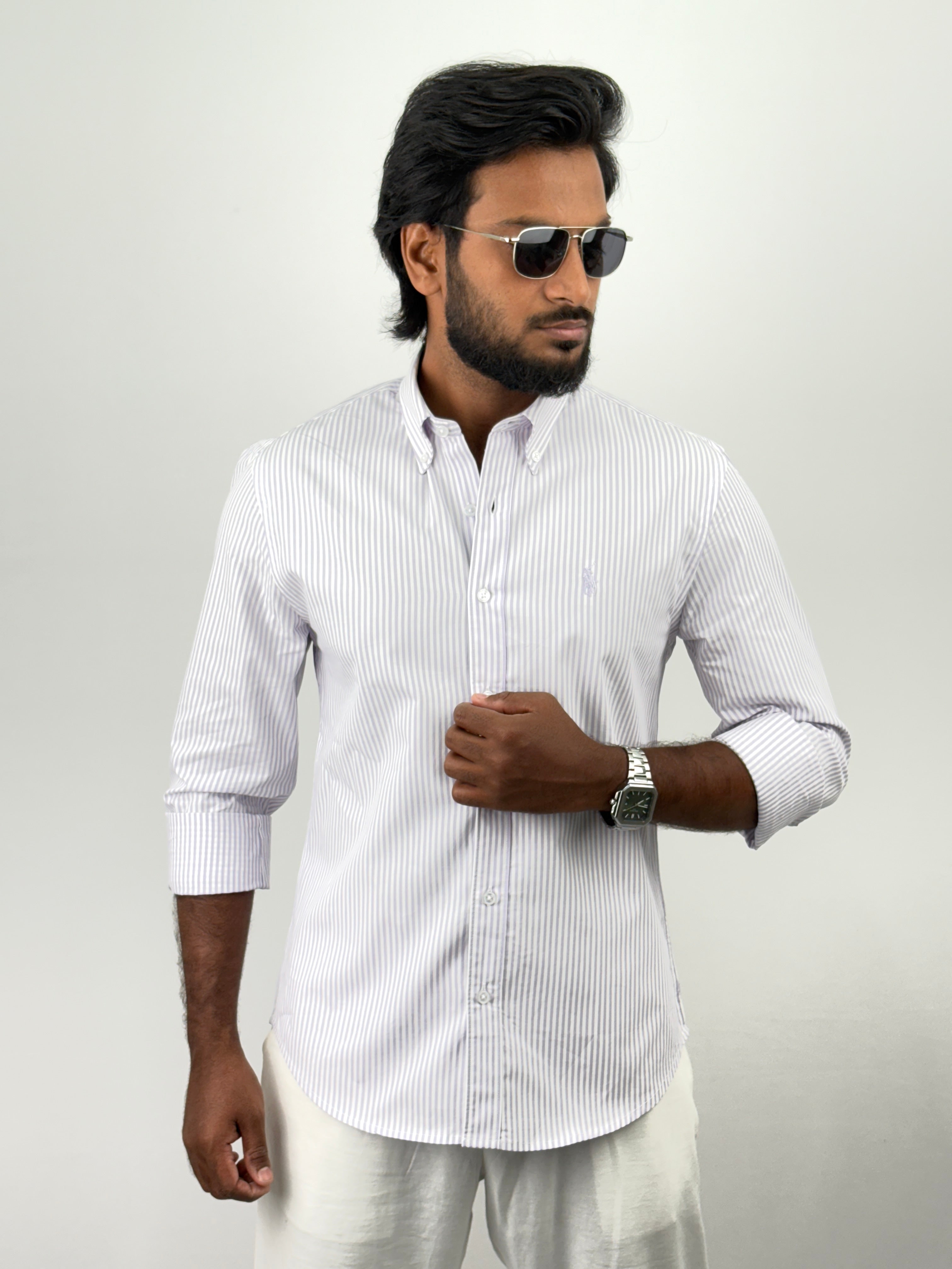 Purple Pinstripe Shirts