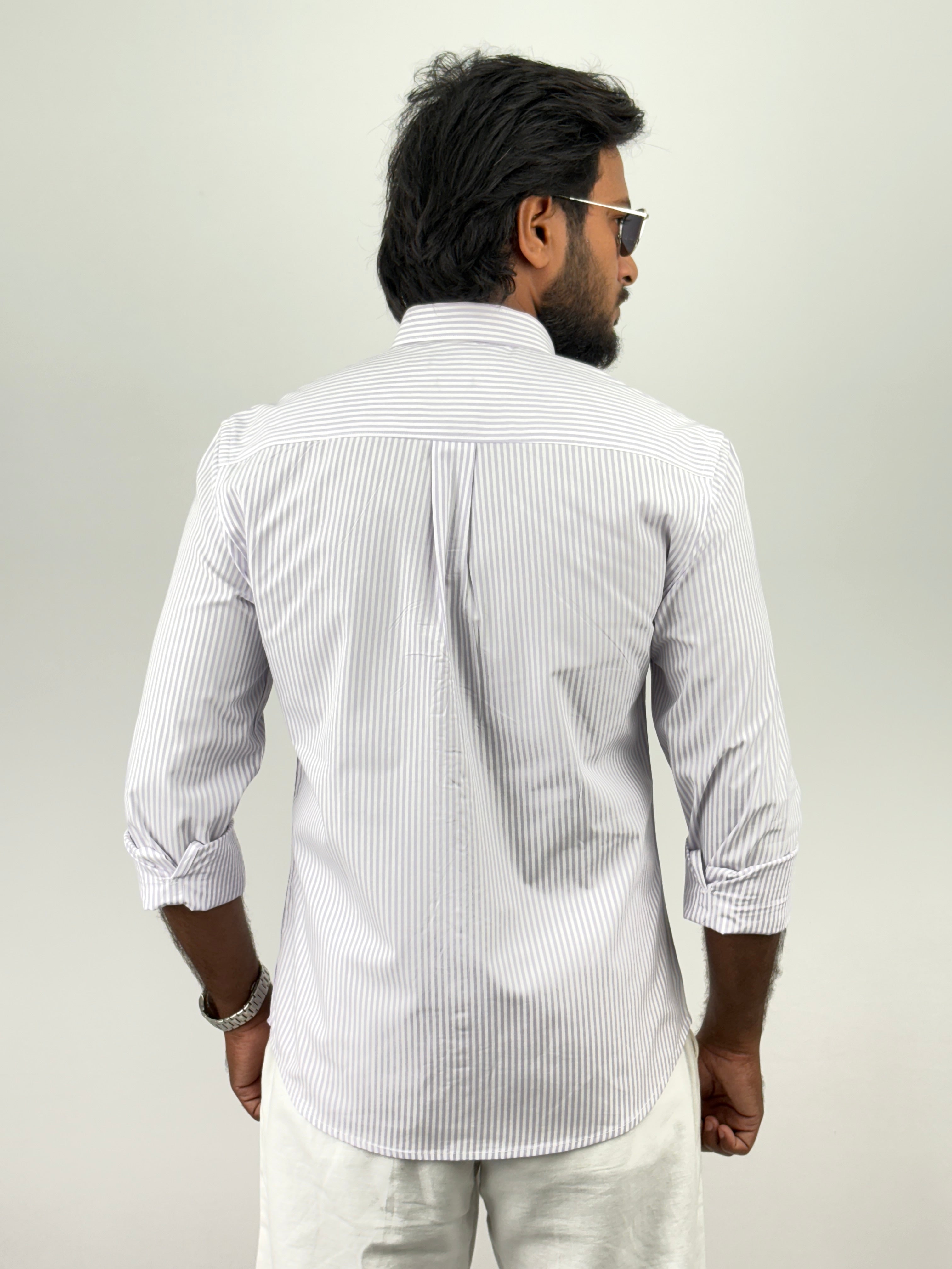 Purple Pinstripe Shirts