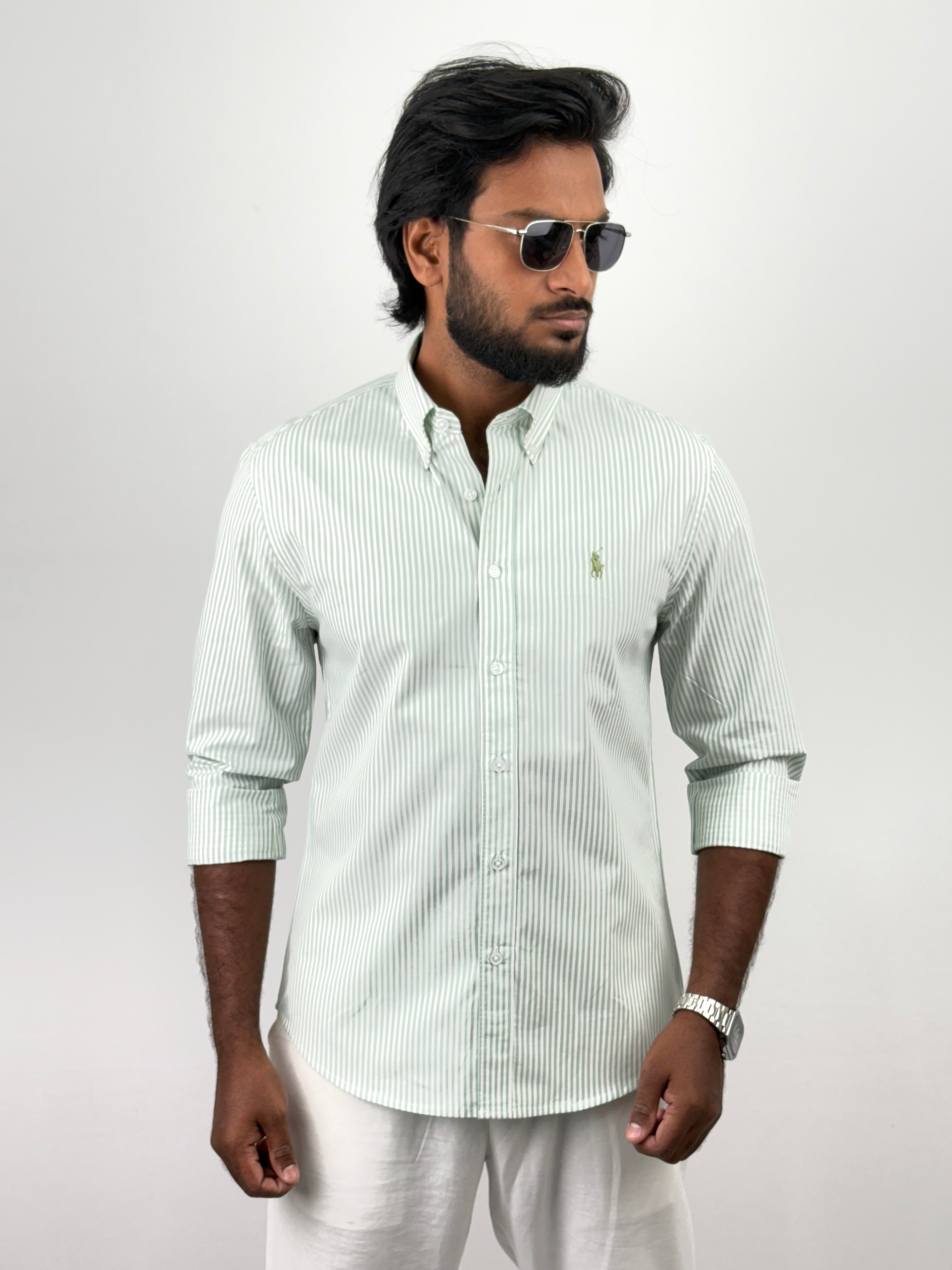 Green Pinstripe Shirts