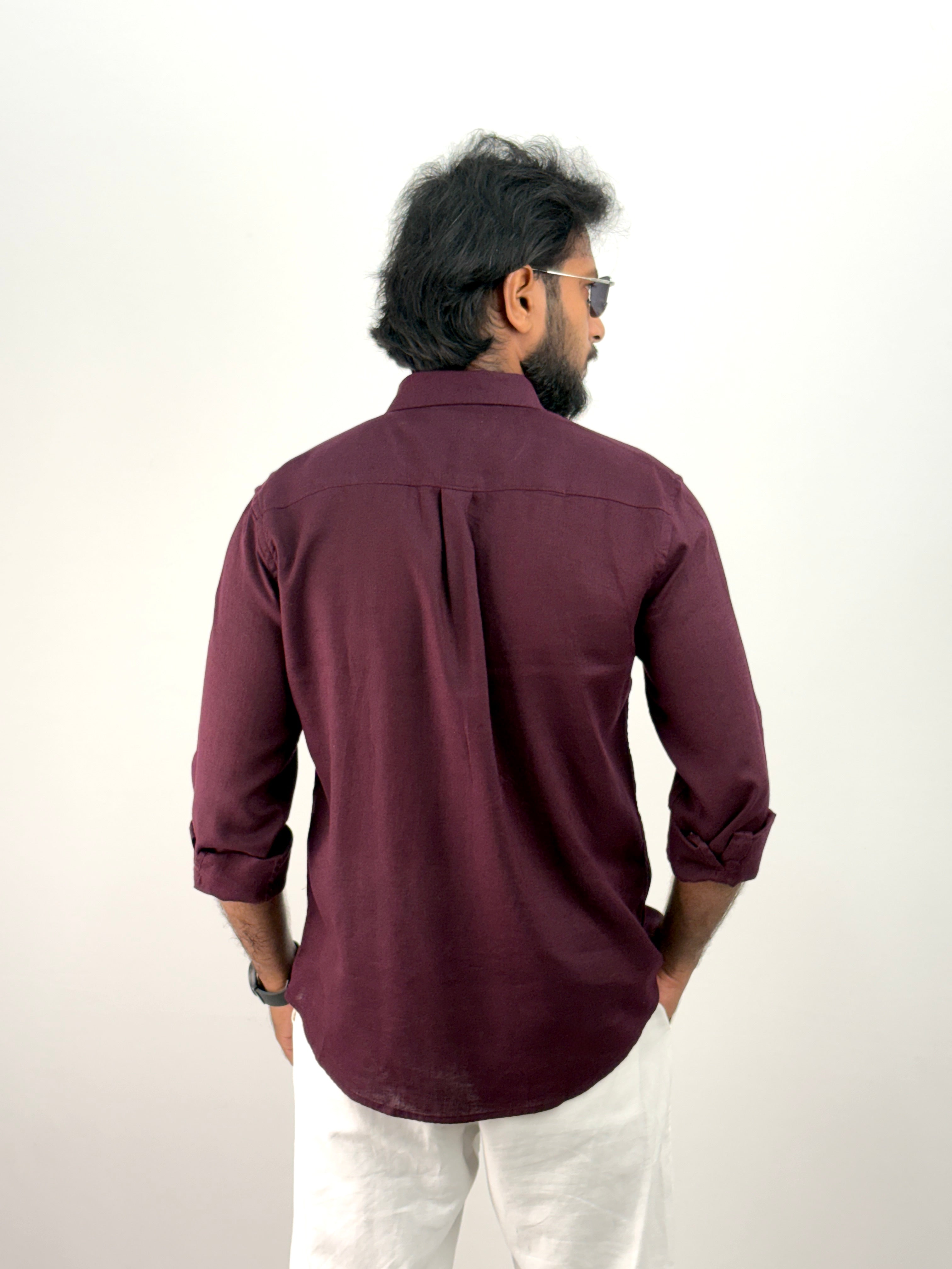 Wine Linen Shirt