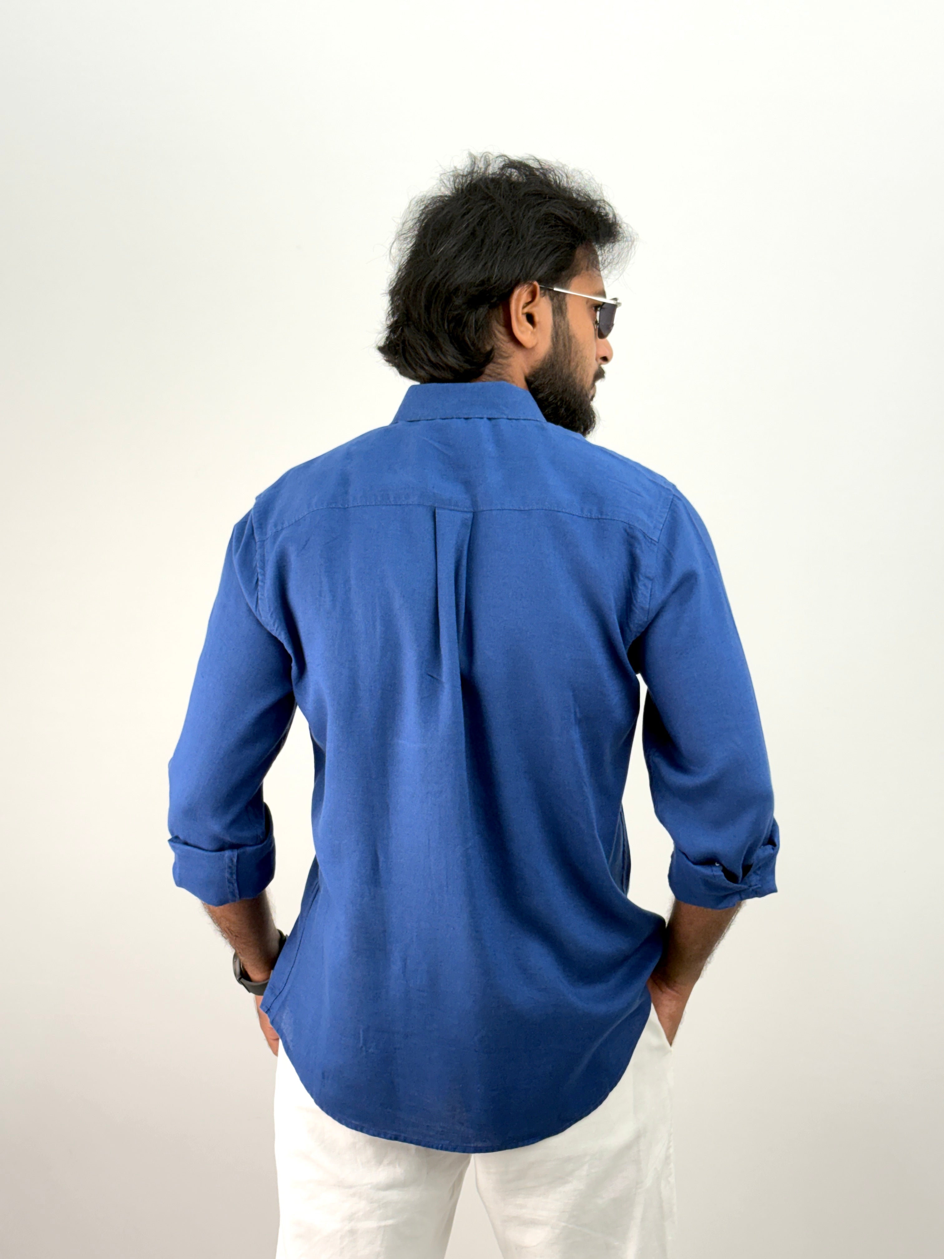 Royal Blue Linen Shirt