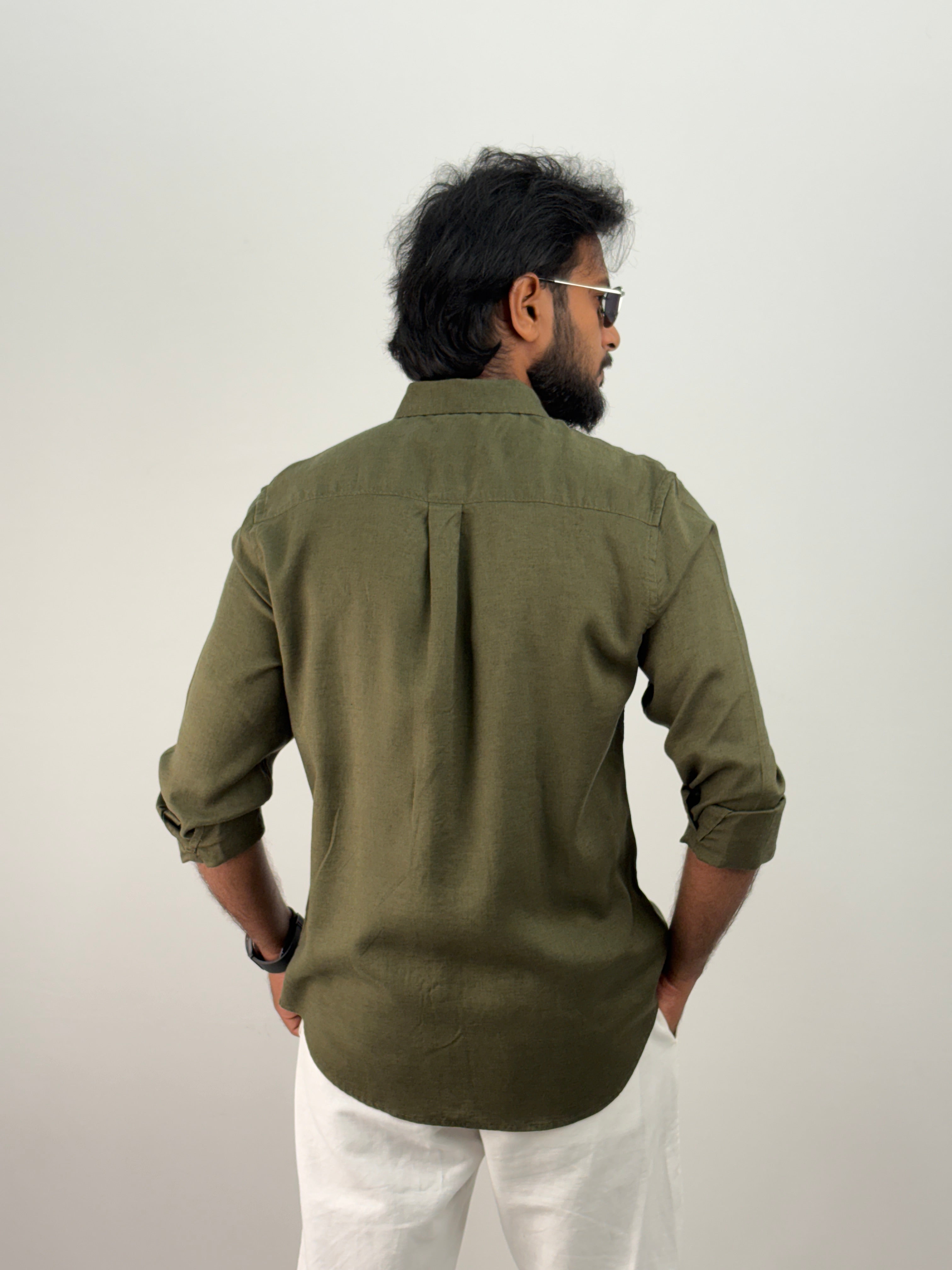 Dark Green Linen Shirt