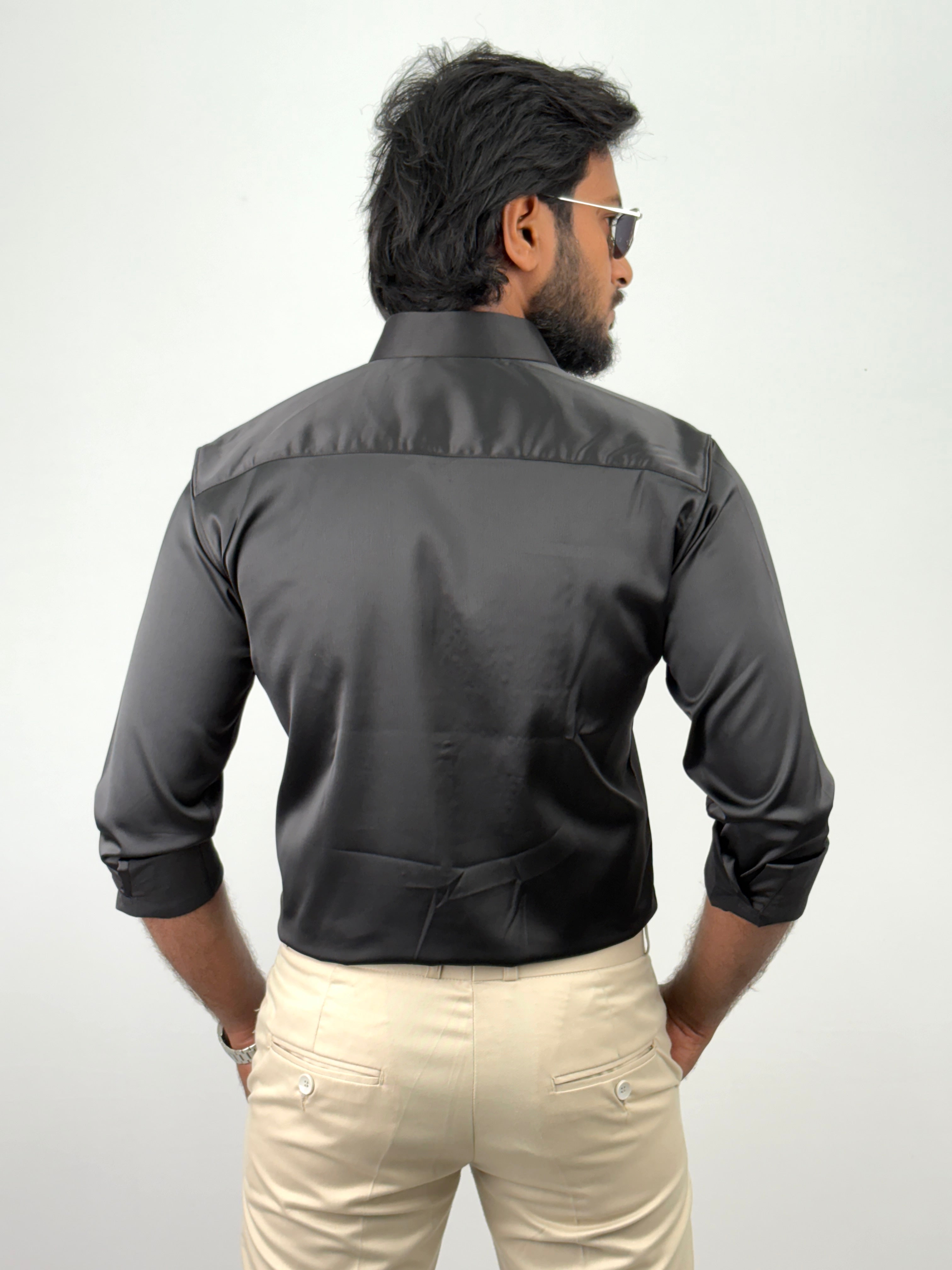 Black Designer Stone Work Shirt 2