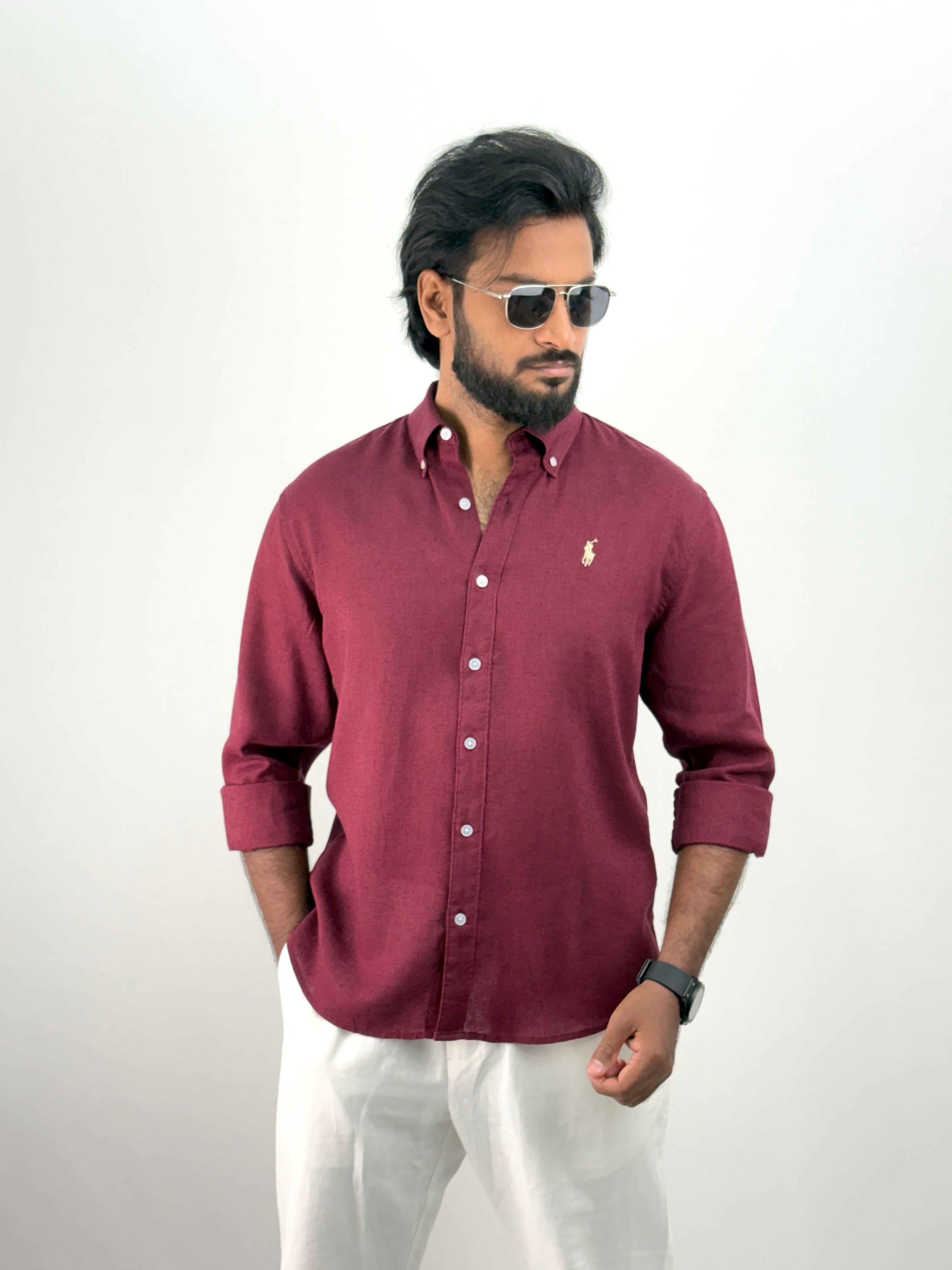 Maroon Linen Shirt