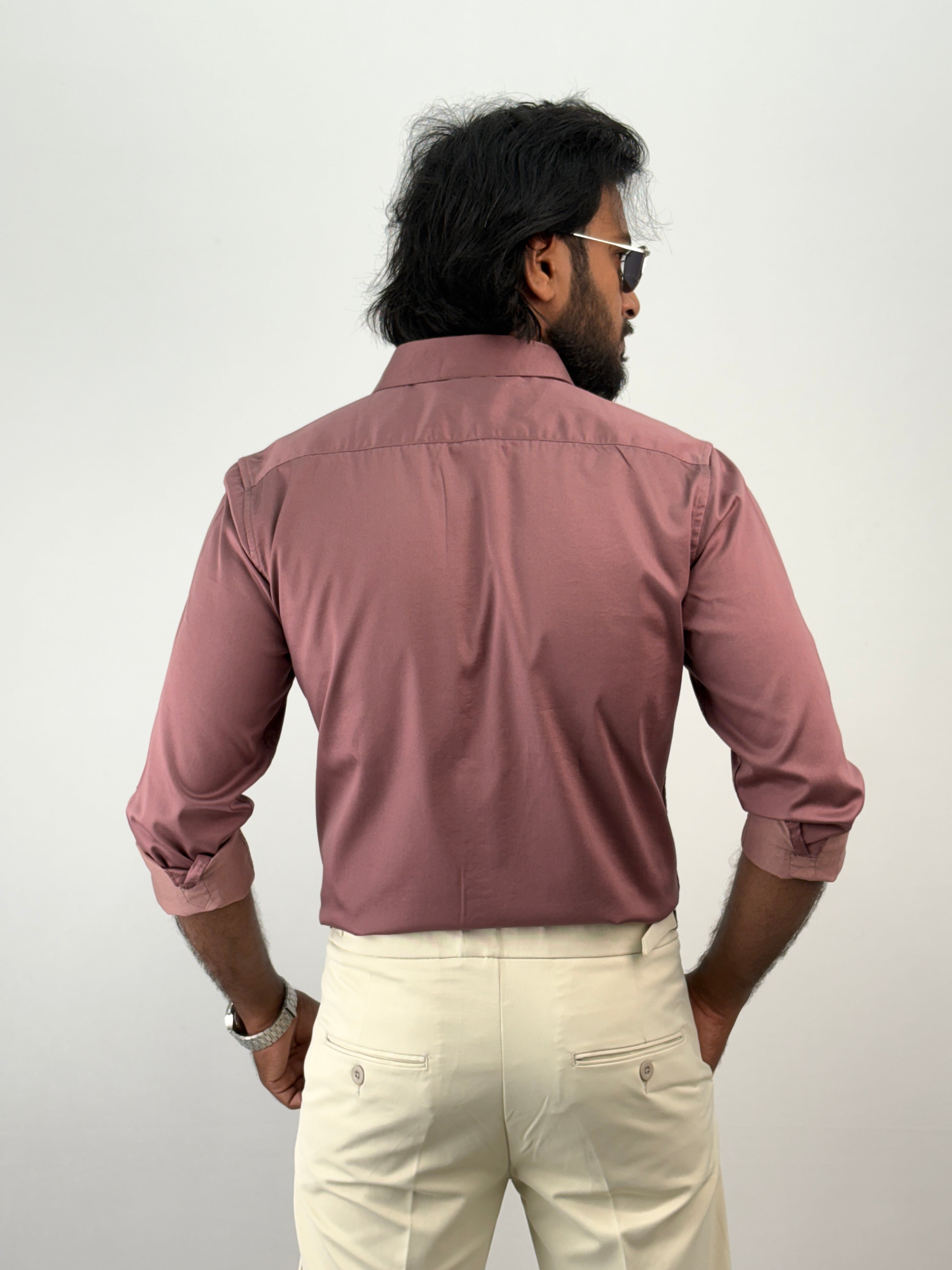 Dark Mauve Sateen Shirt 1