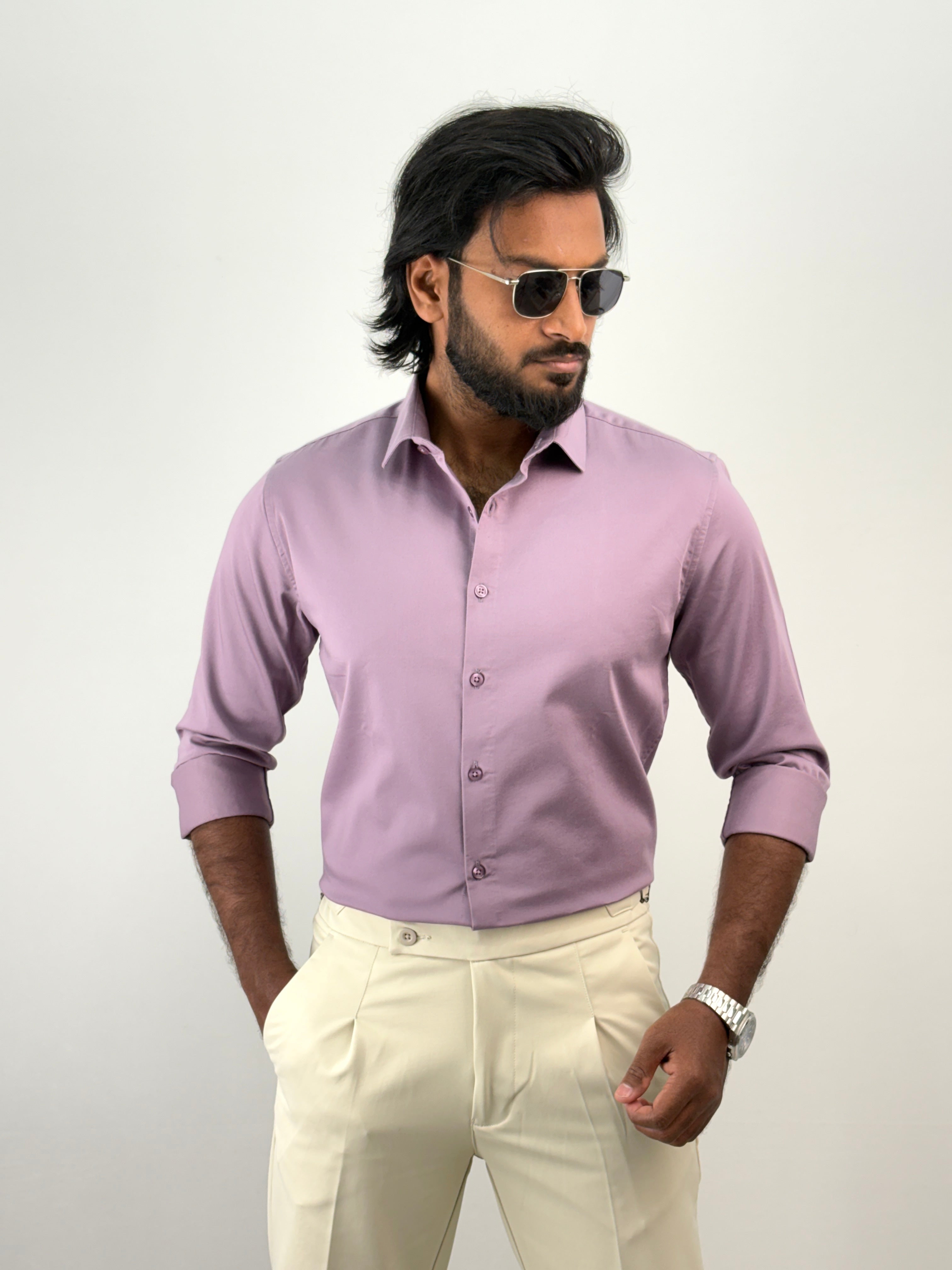 Lavender Sateen Shirt 1