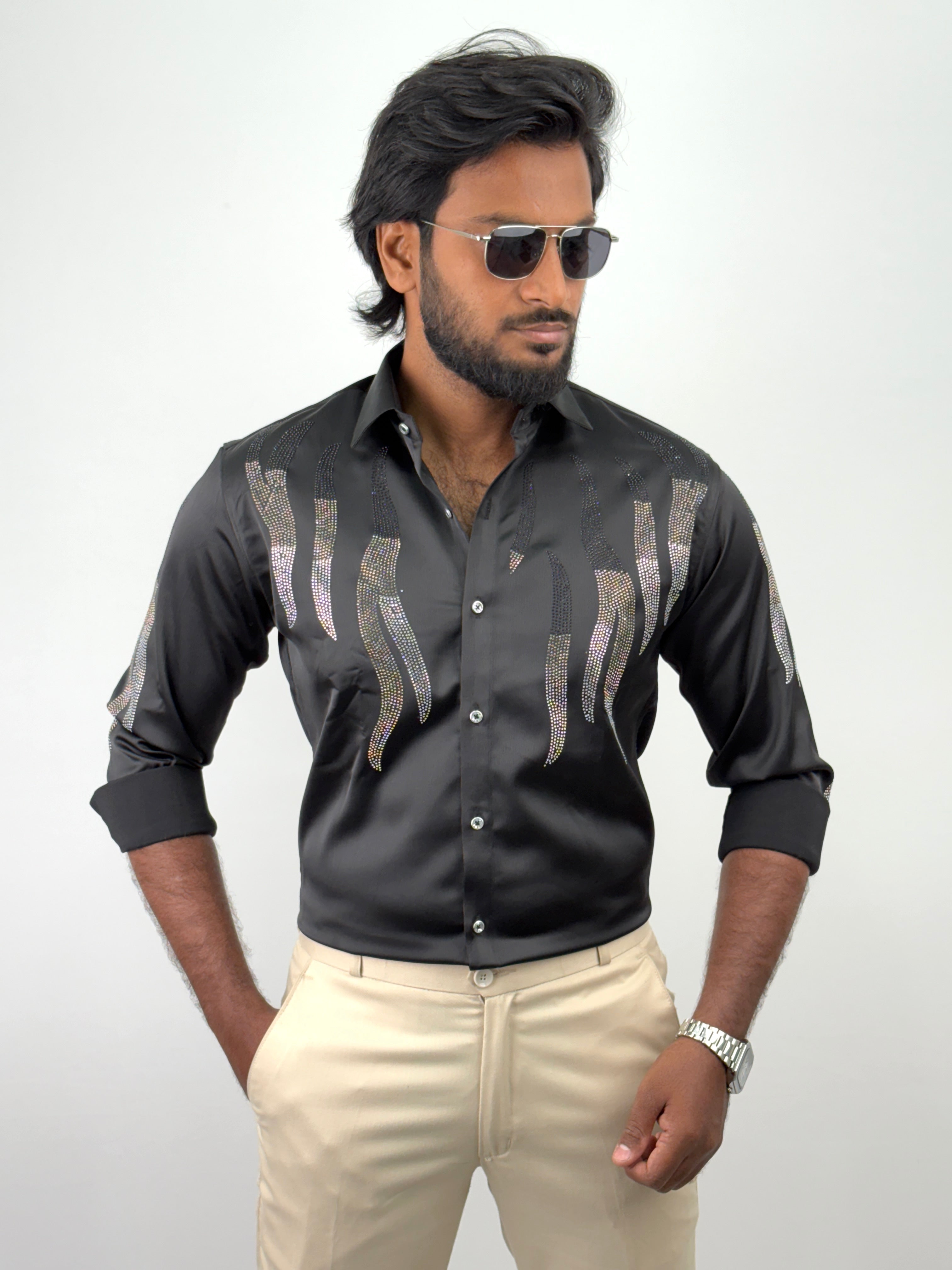Black IMP Designer Stone Work Shirts 1