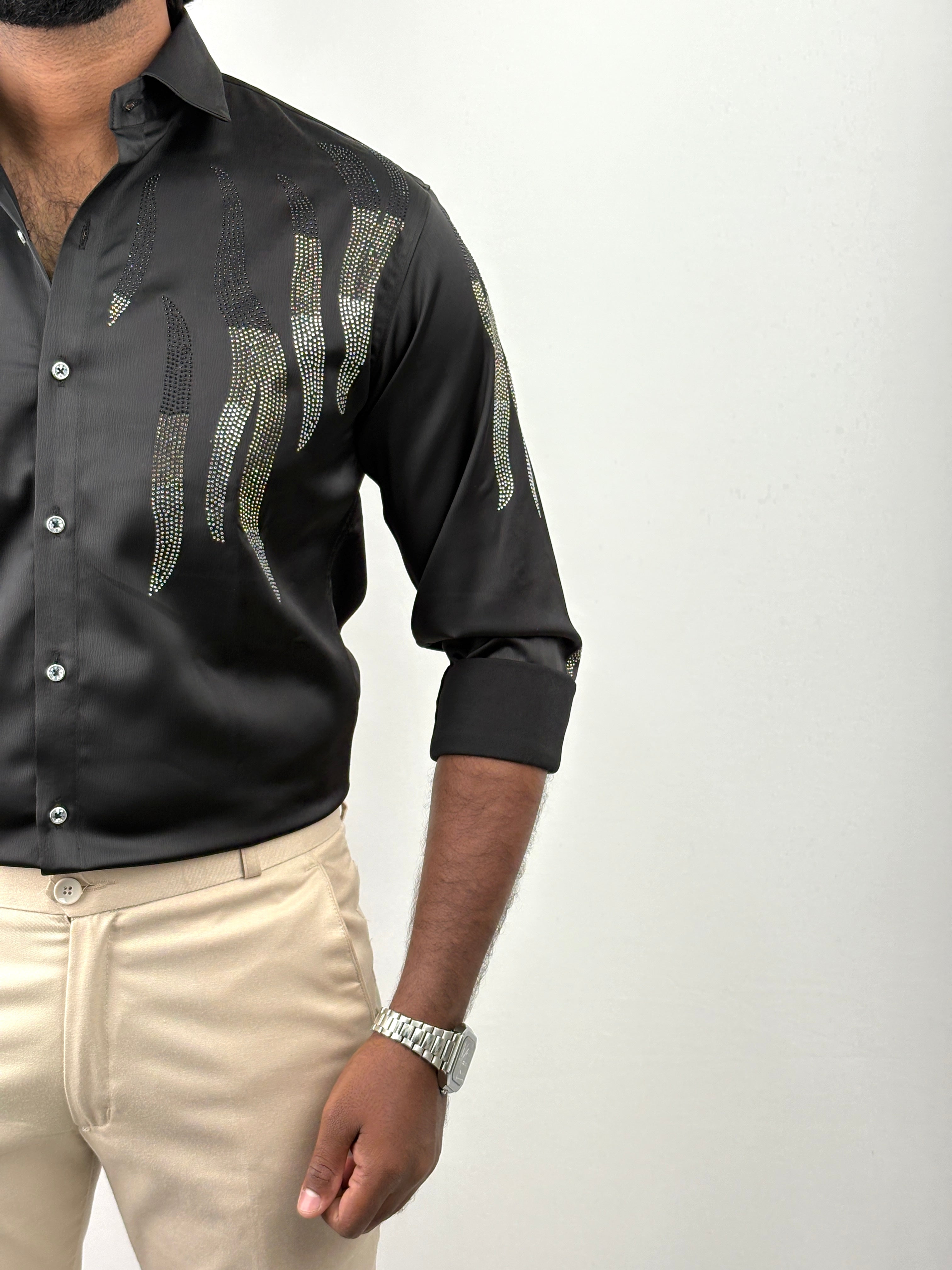 Black IMP Designer Stone Work Shirts 1