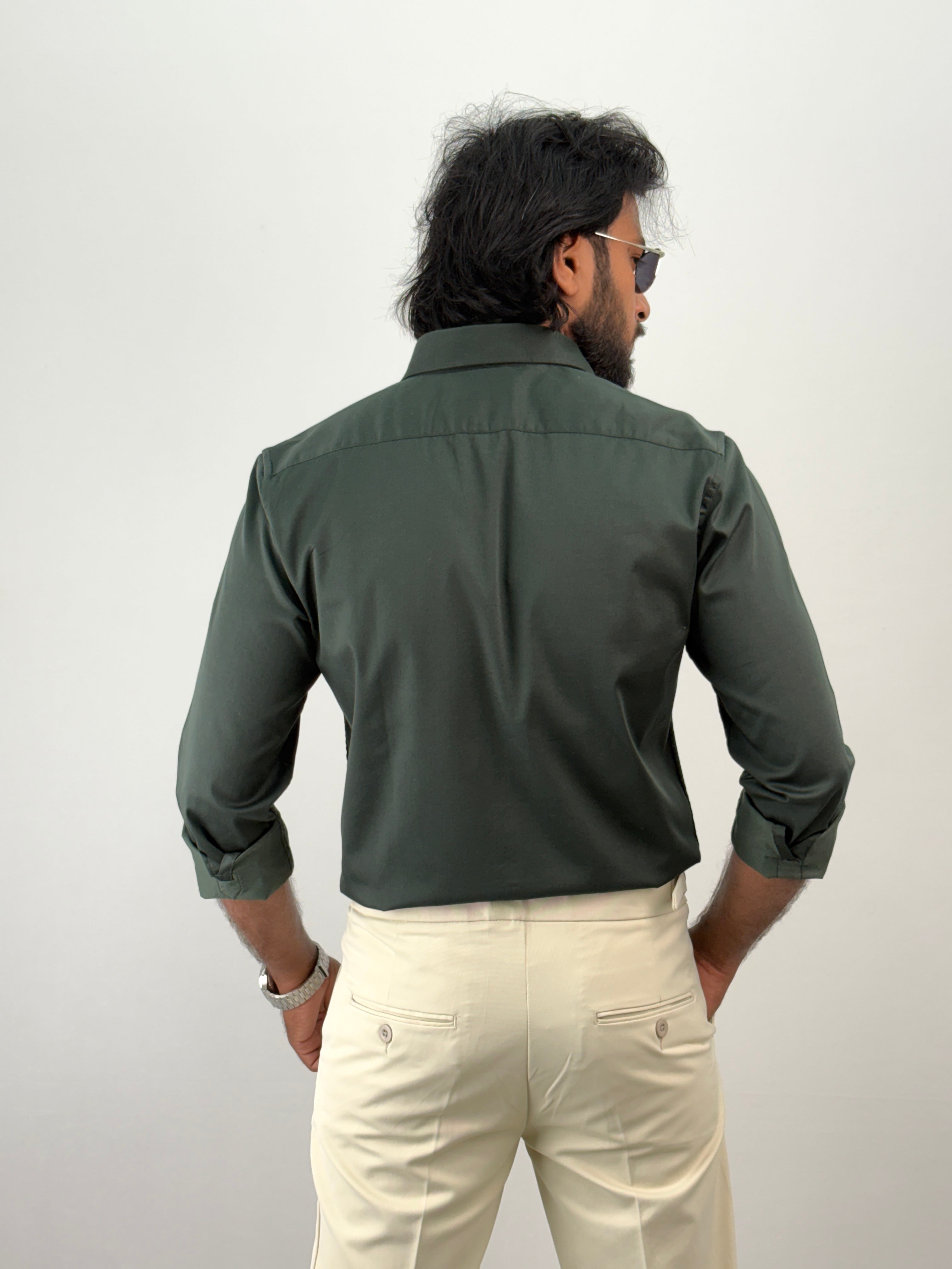 Dark Green Sateen Shirt 1
