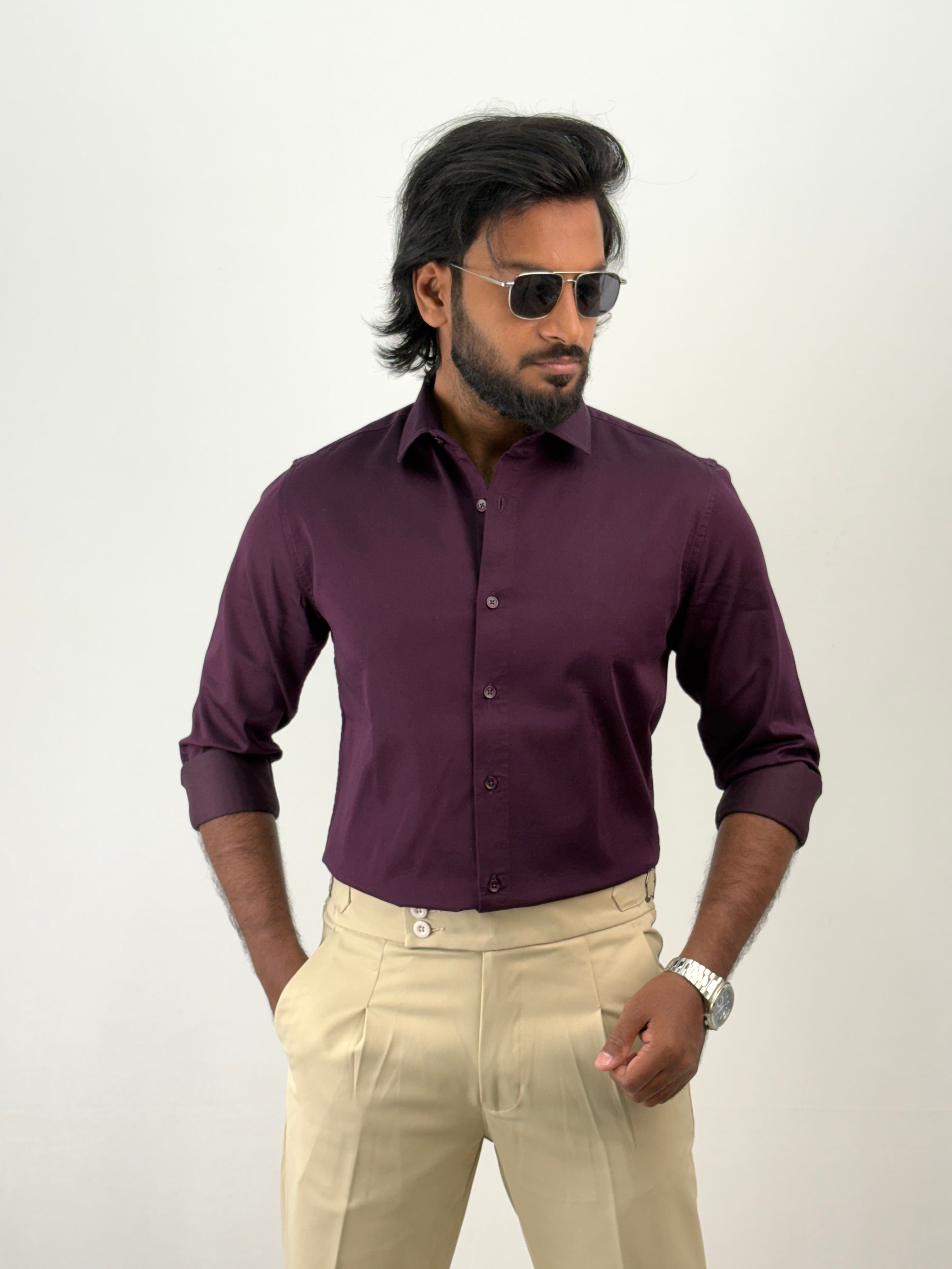 Violet Sateen Shirt 1