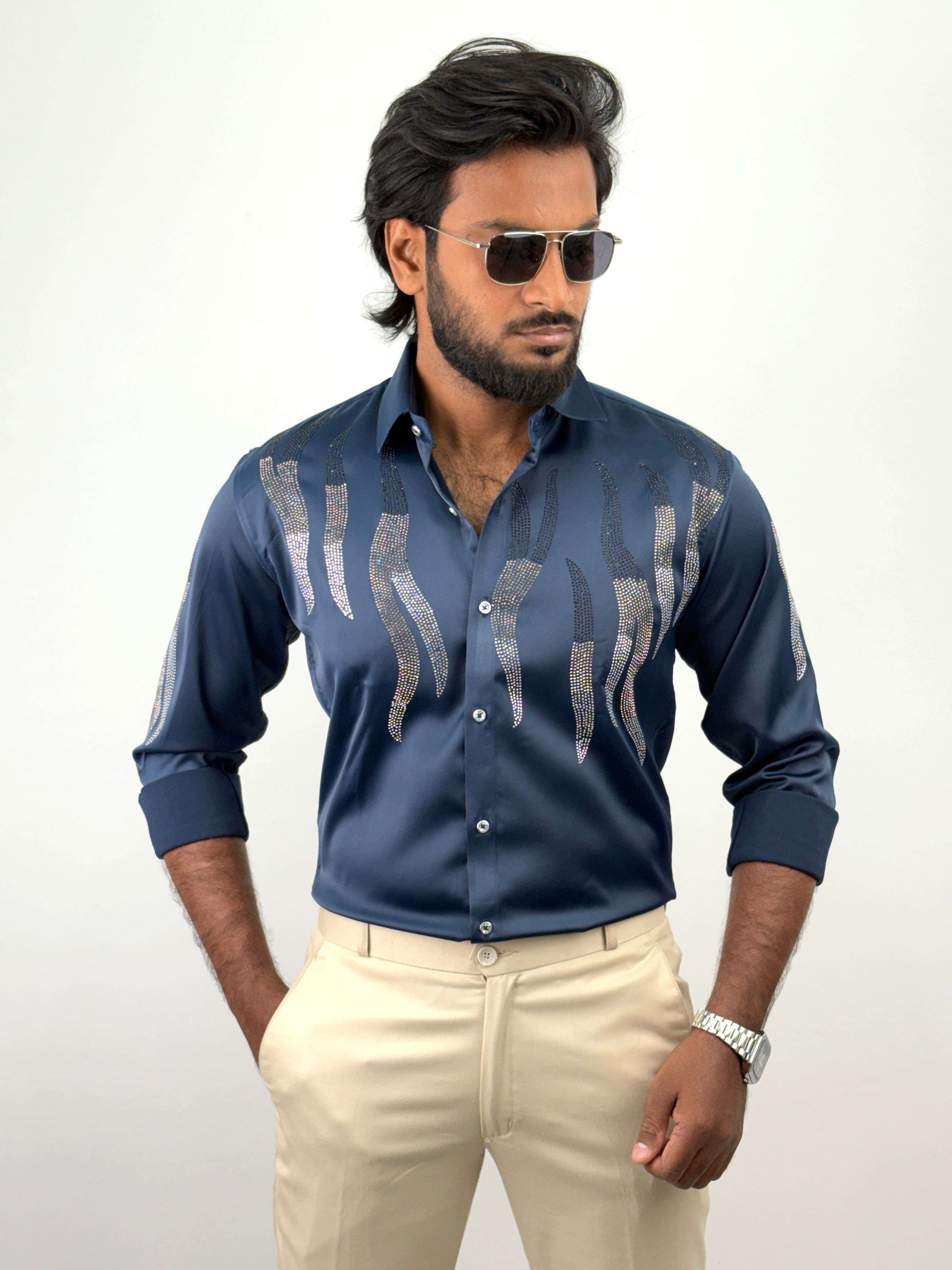 Navy IMP Designer Stone Work Shirts 1