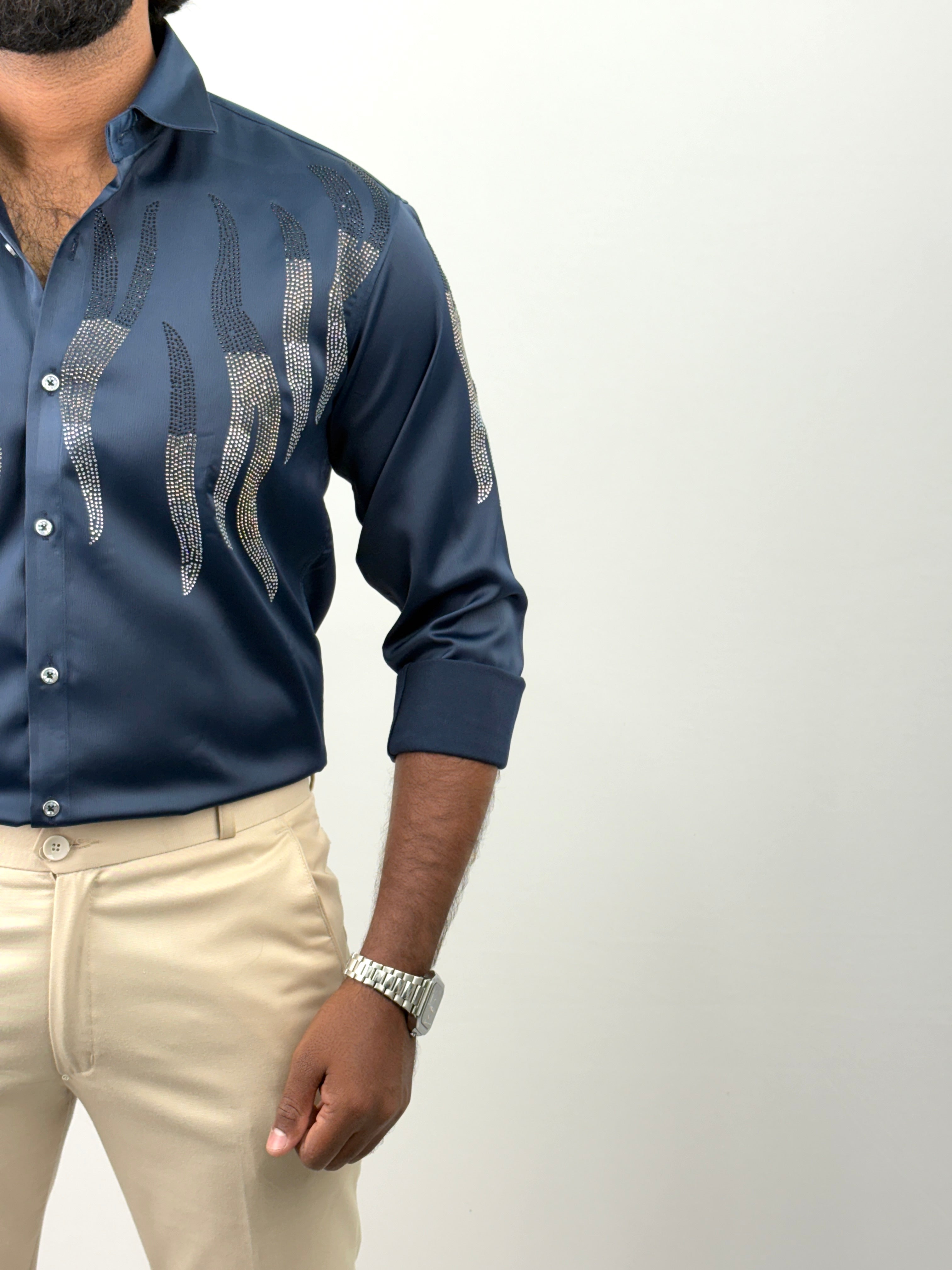Navy IMP Designer Stone Work Shirts 1