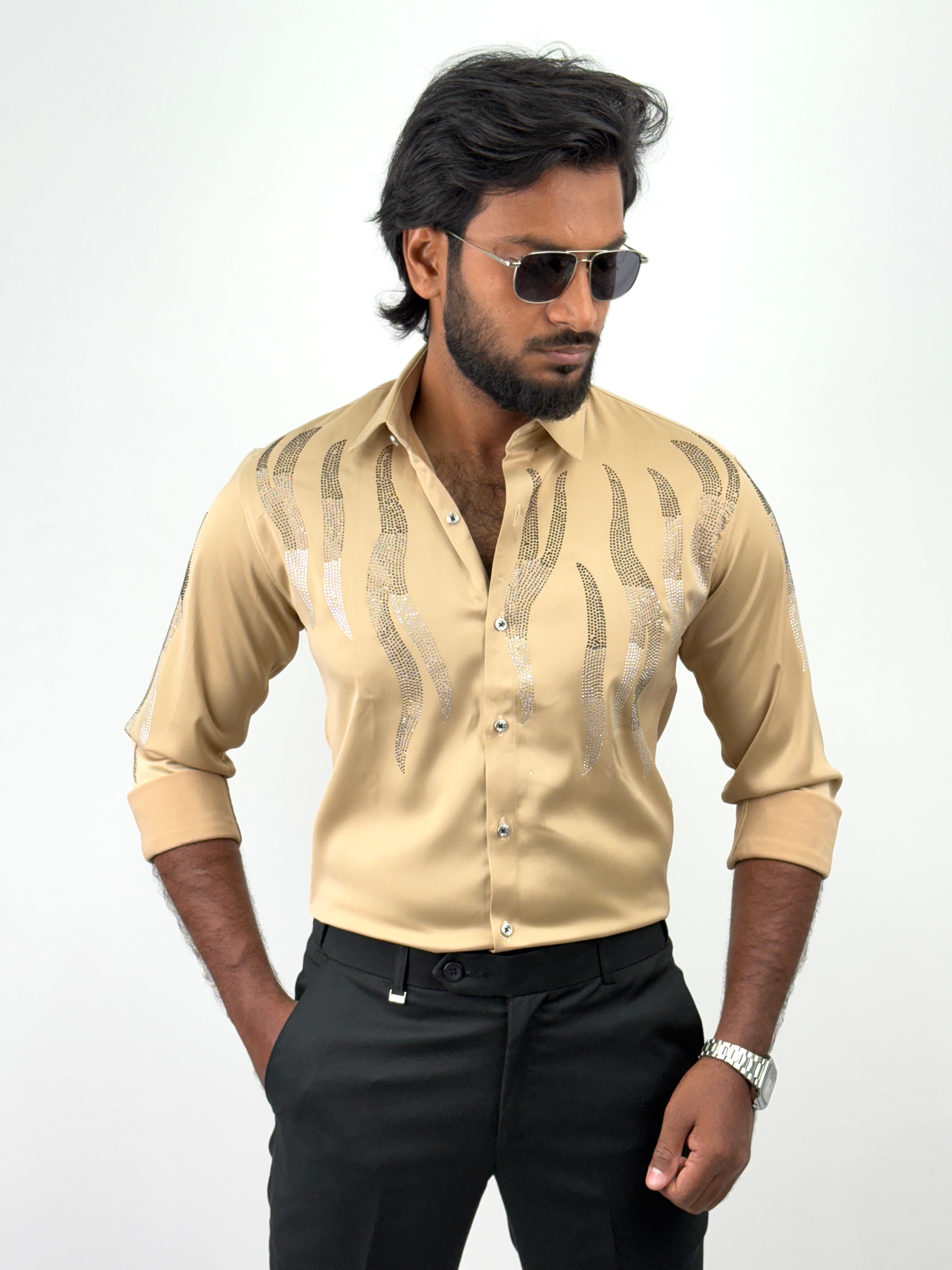 Cream IMP Designer Stone Work Shirts 1