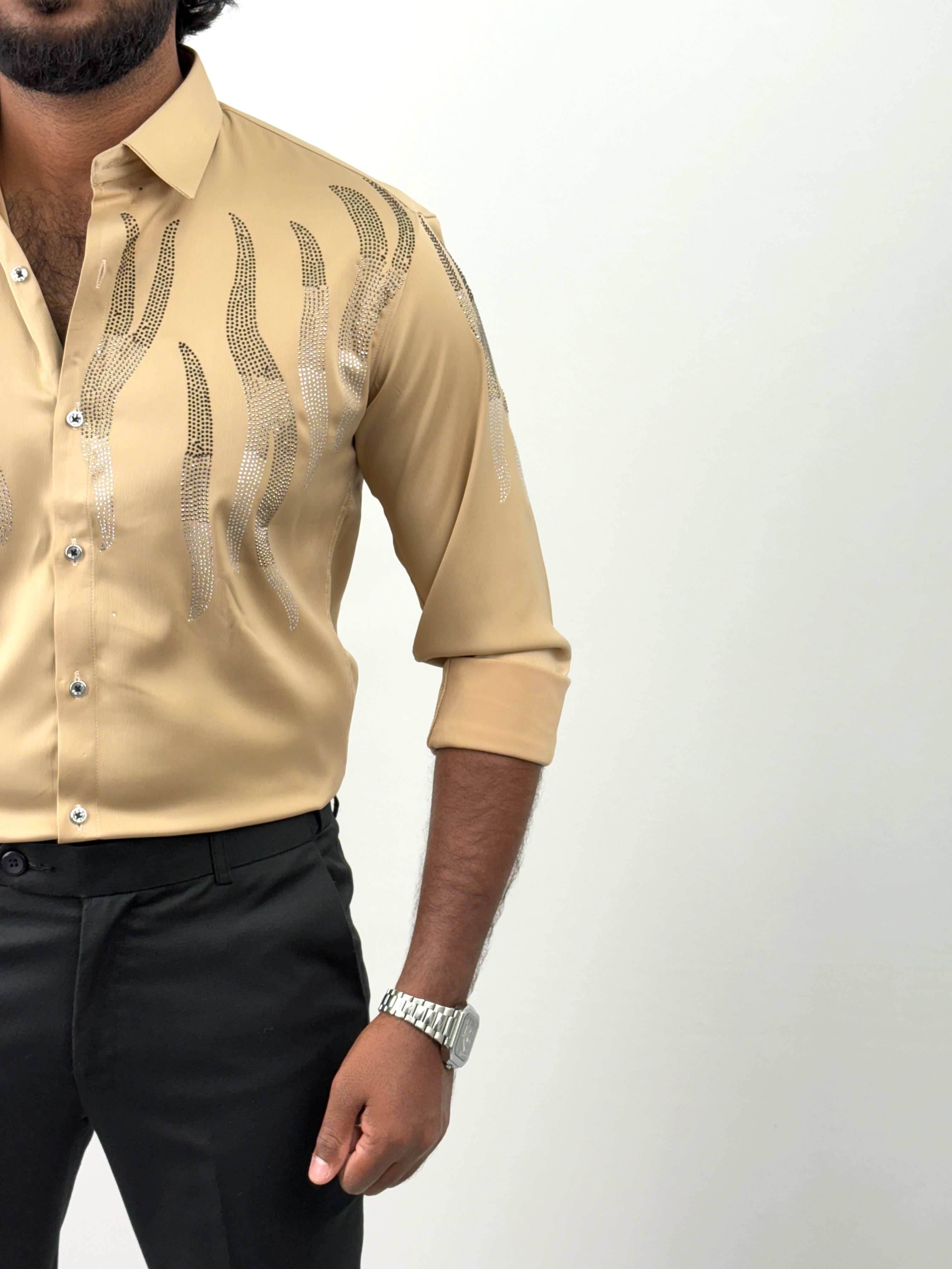 Cream IMP Designer Stone Work Shirts 1