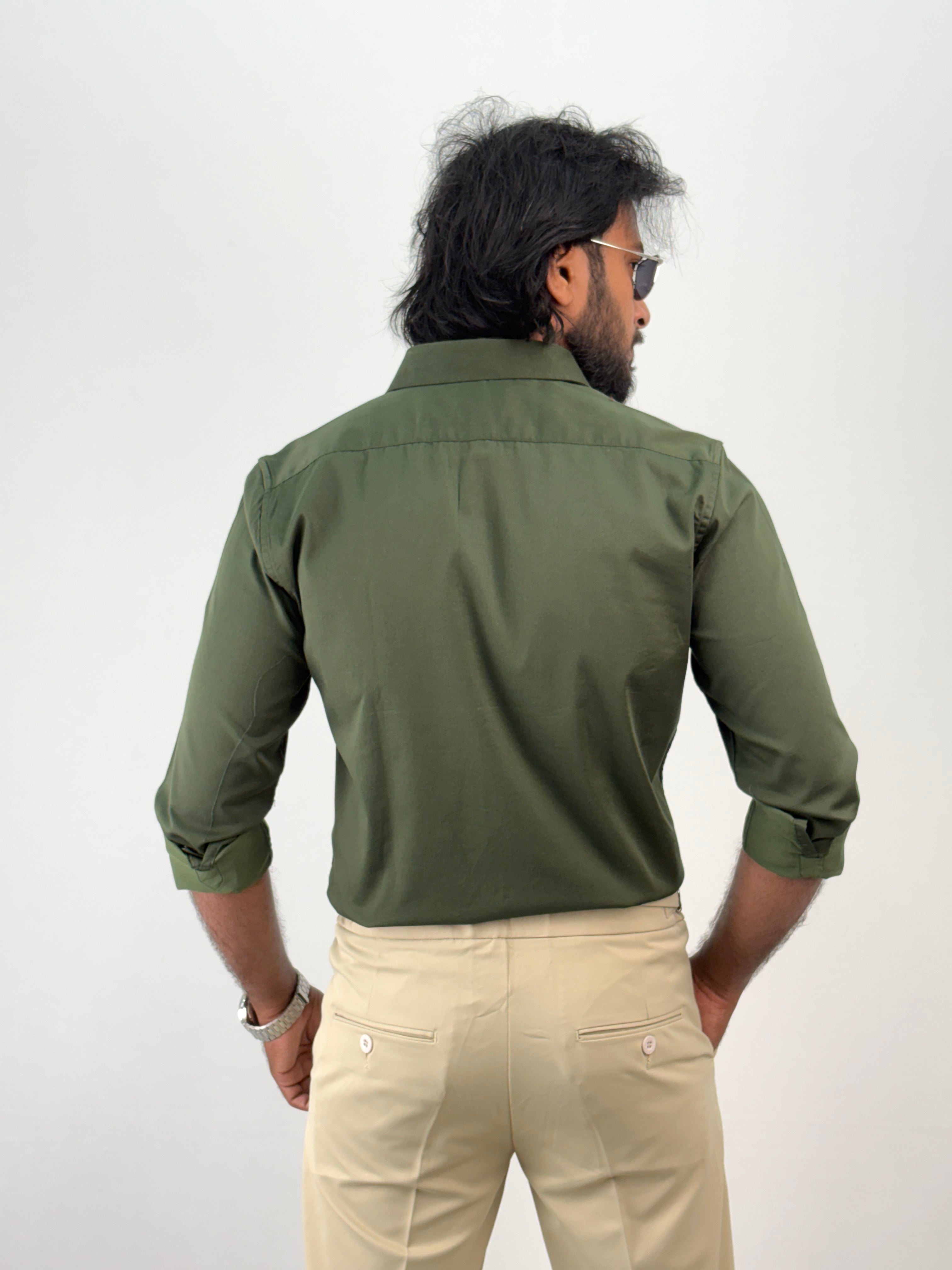 Forest Green Sateen Shirt 1