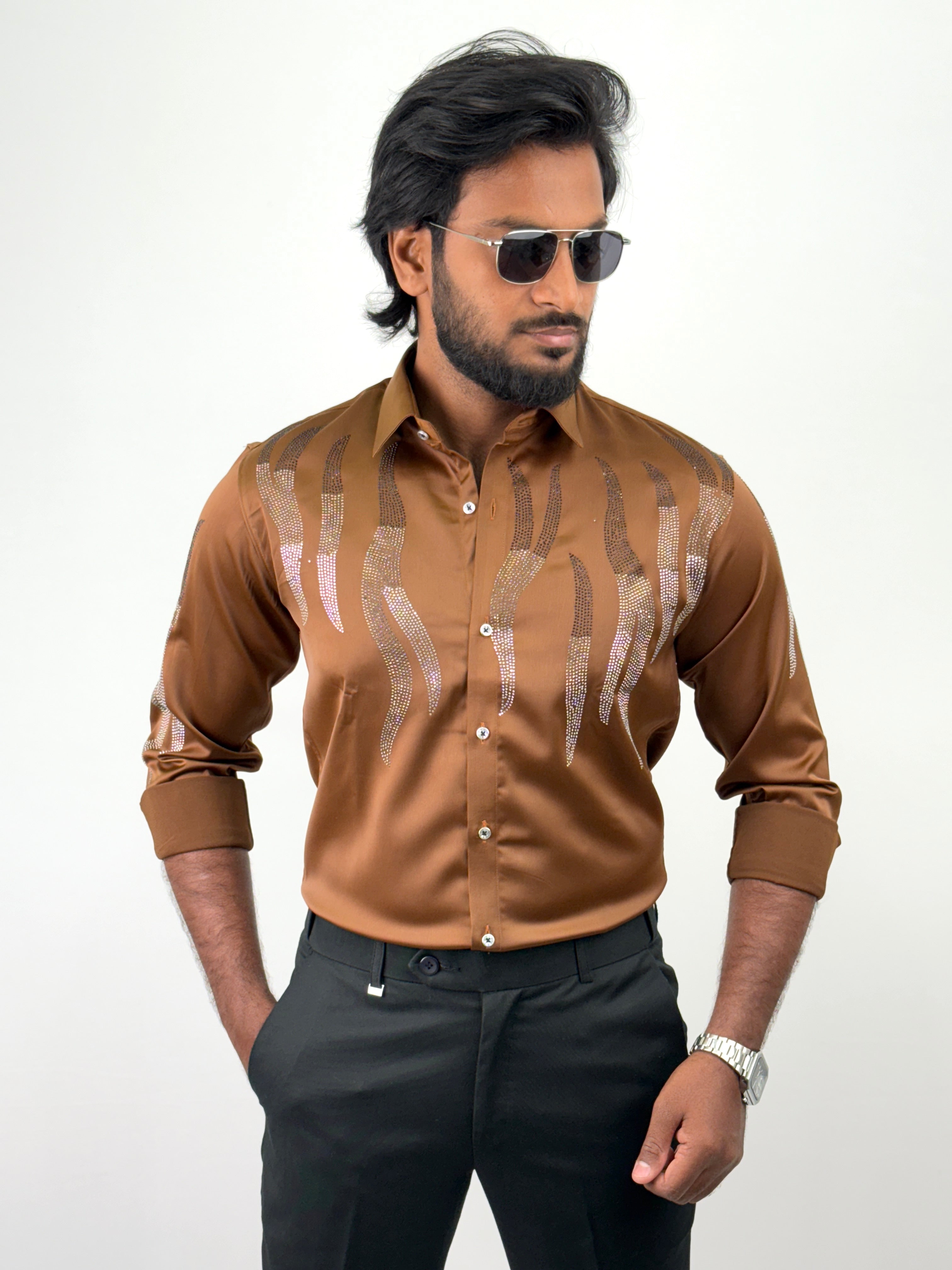 Brown IMP Designer Stone Work Shirts 1