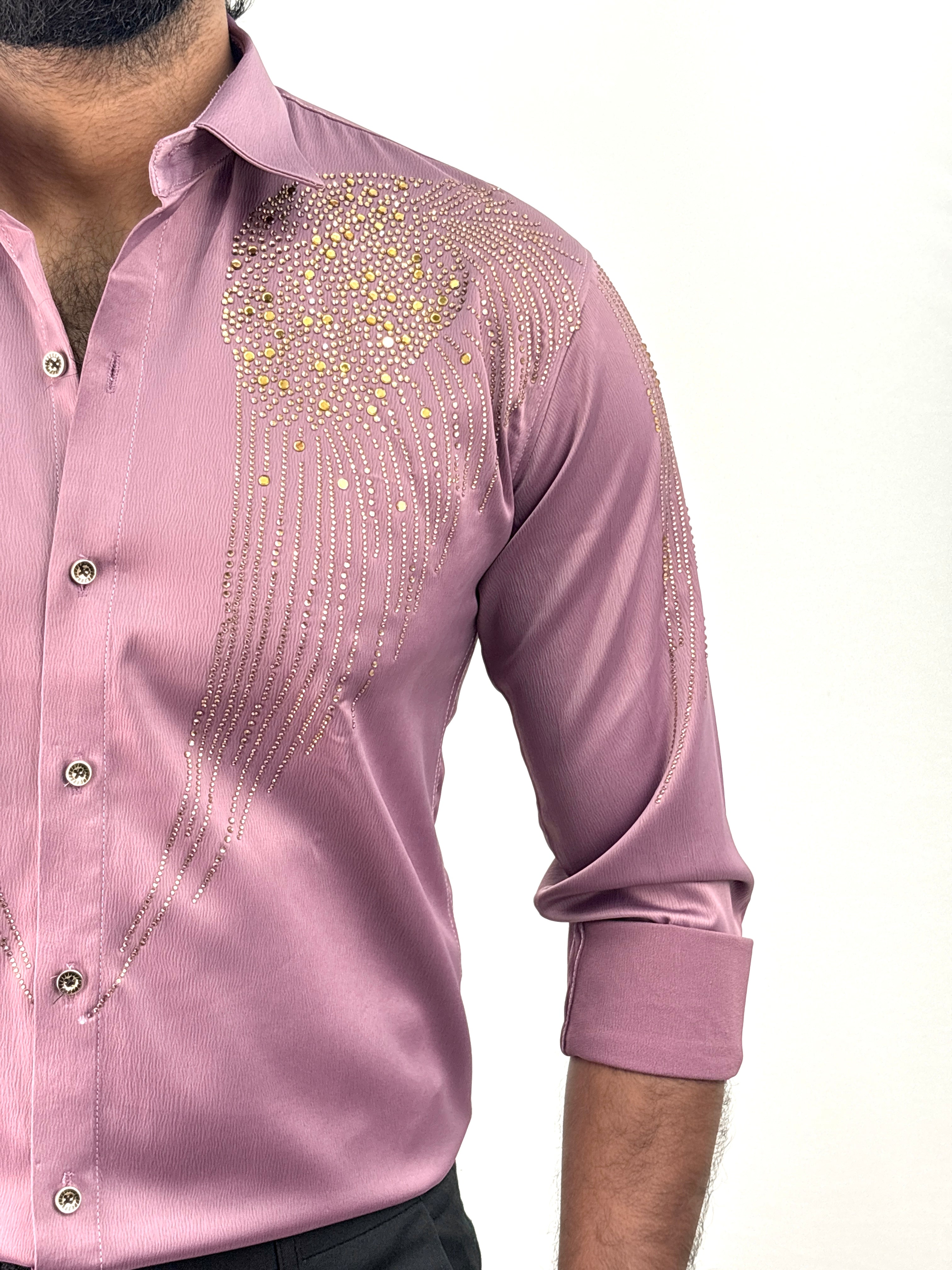 Mauve Designer Stone Work Shirt 19
