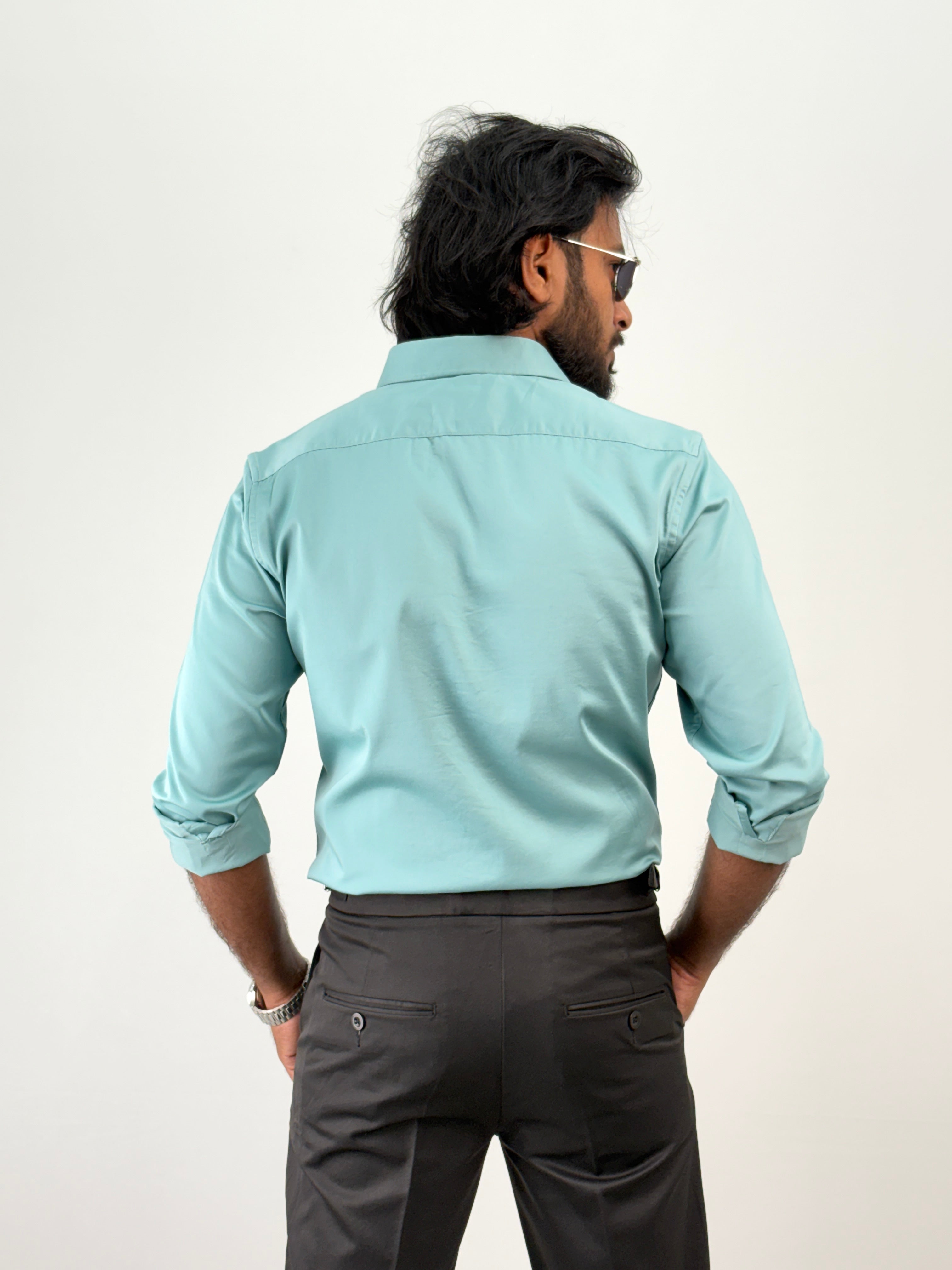 Aqua Sateen Shirt 1