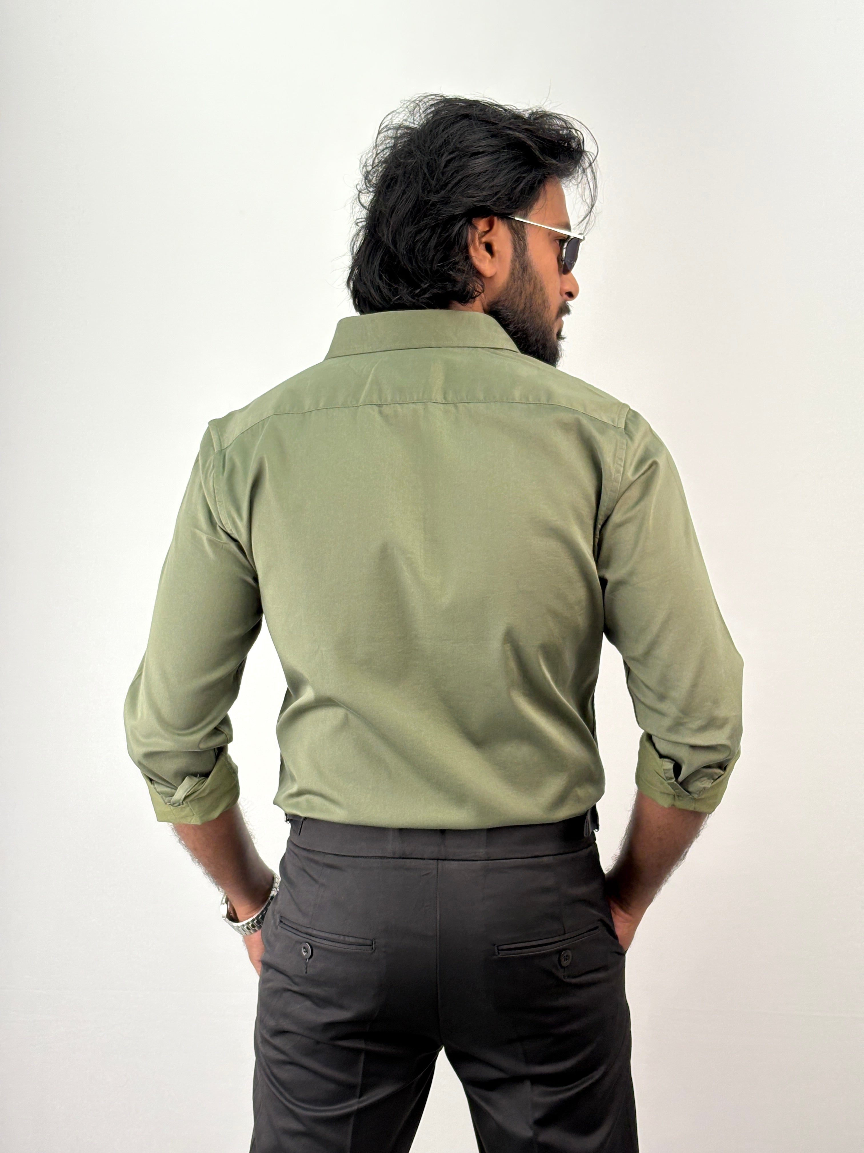 Slate Green Sateen Shirt 1