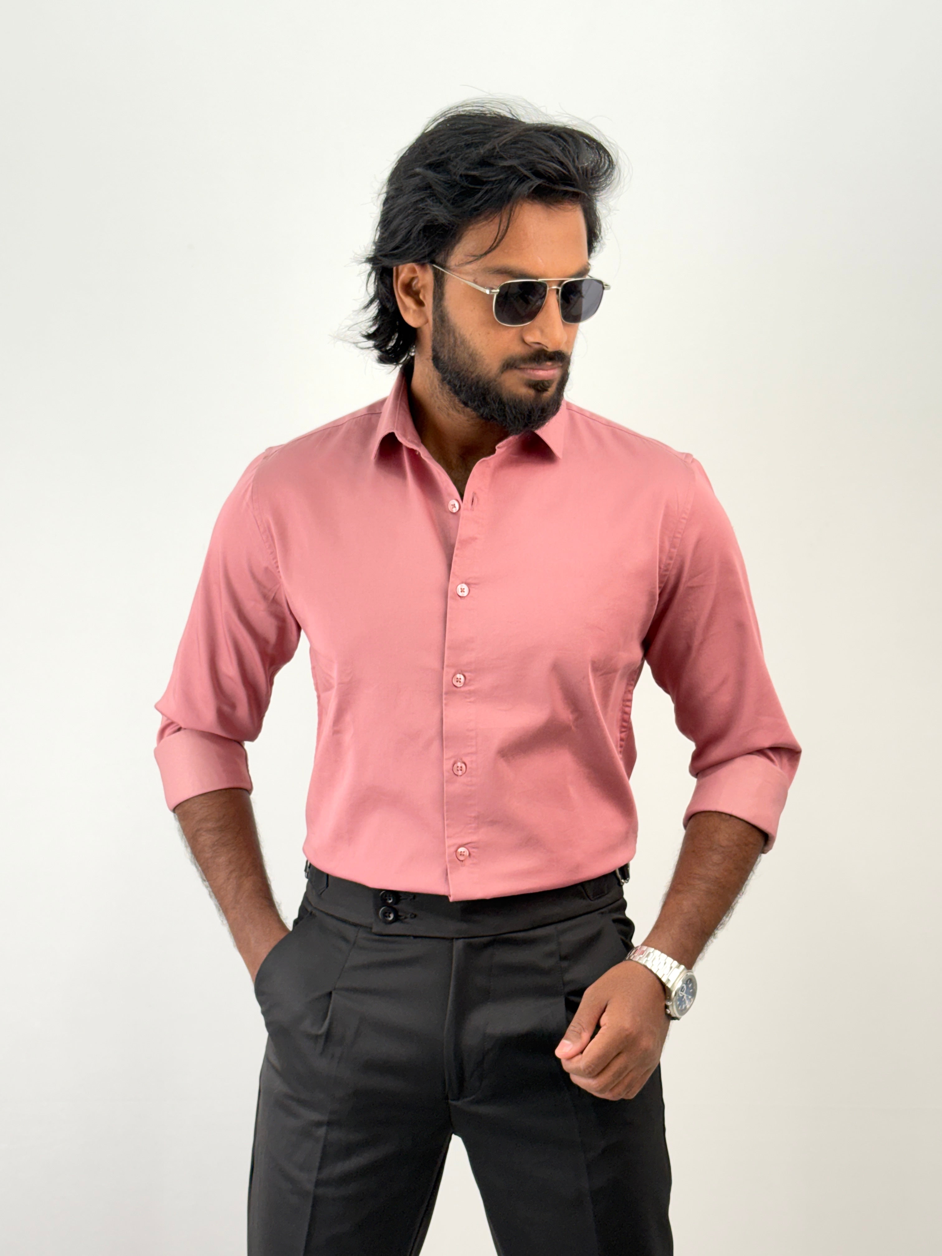 Dark Peach Sateen Shirt 1