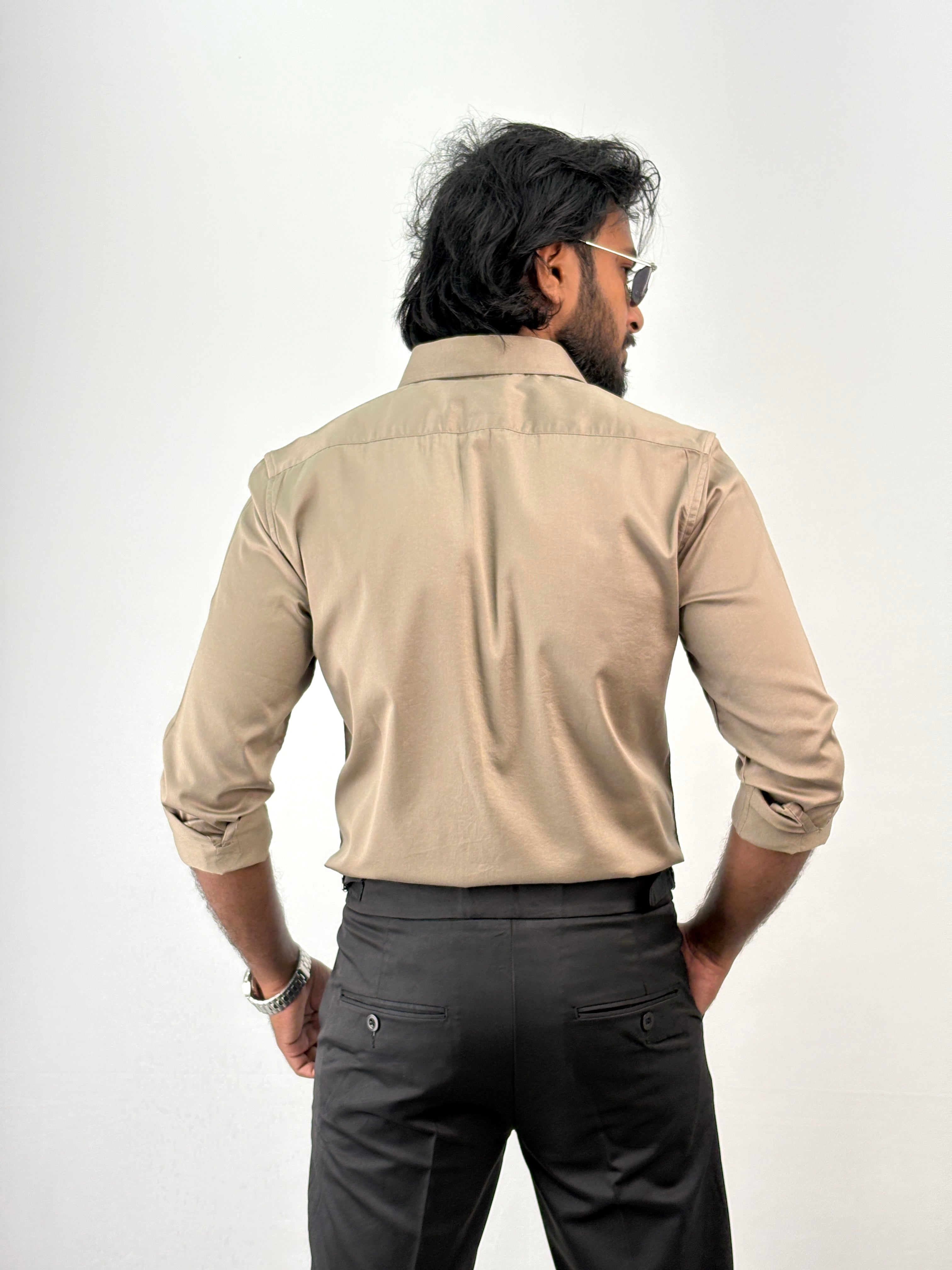 Dusty Grey Sateen Shirt 1