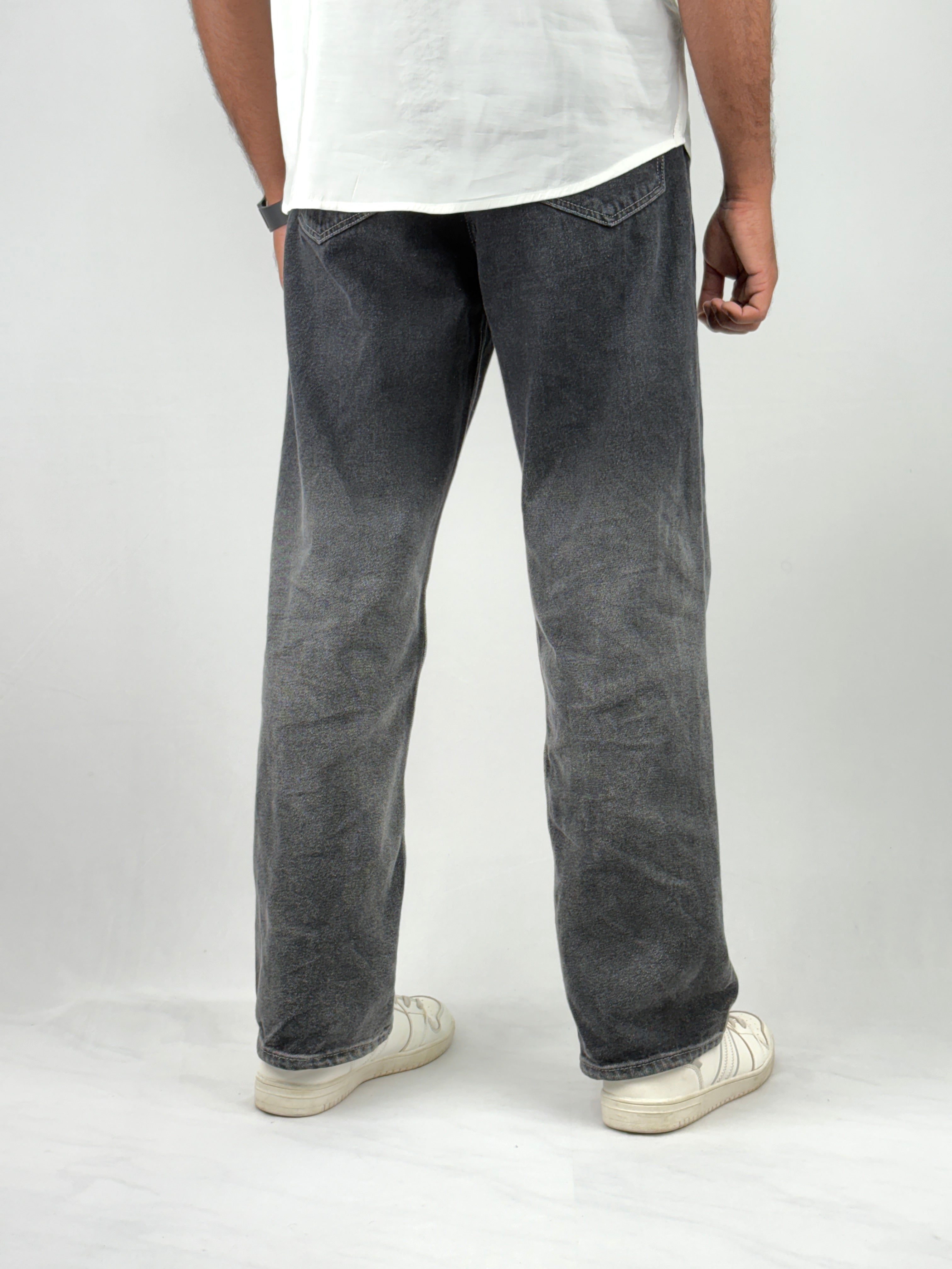 Black Double Shade Baggy Jeans