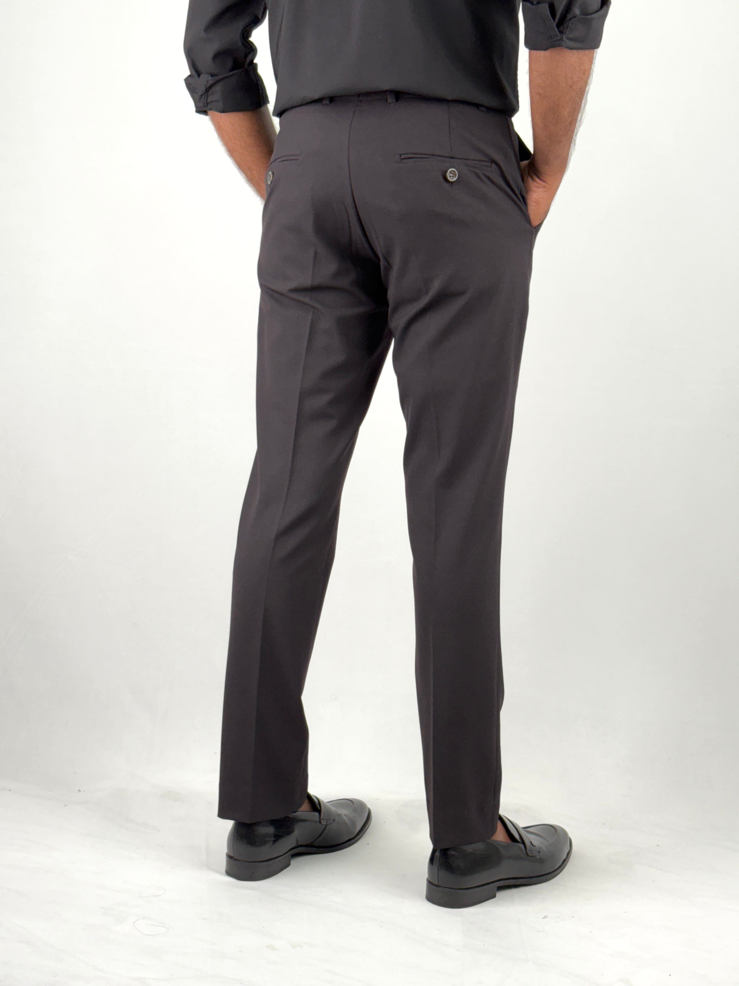 Wine Flexible Waist Formal Pants