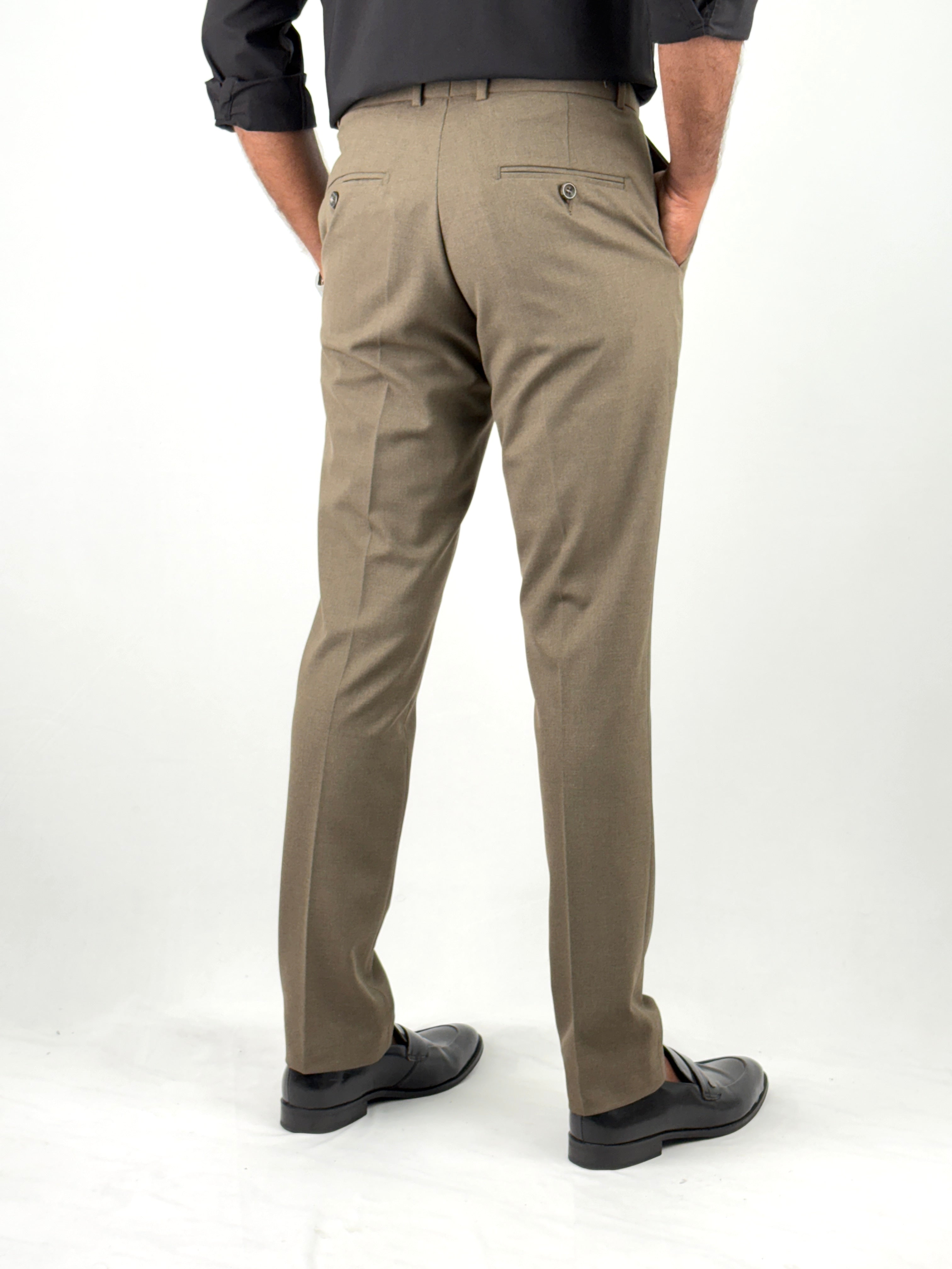 Coffee Brown Flexible Waist Formal Pants