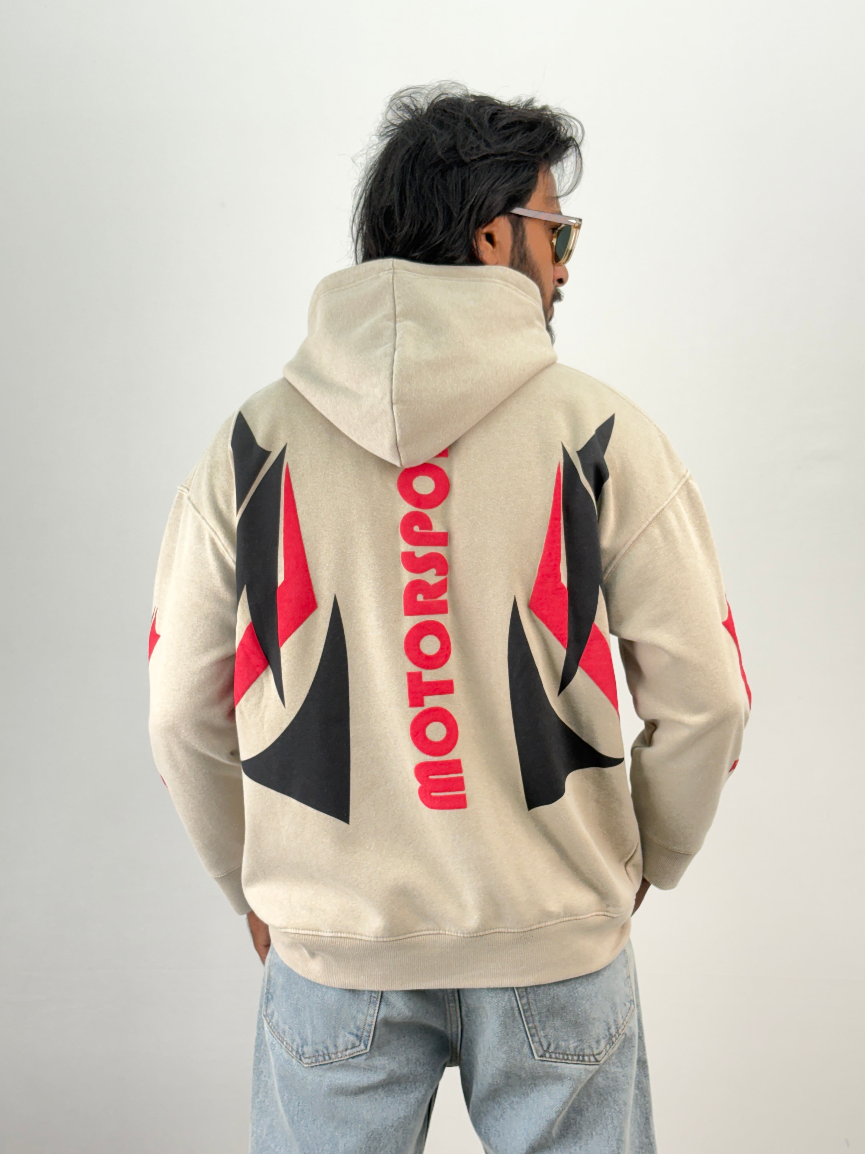 Beige Acid Wash Oversized Hoodie