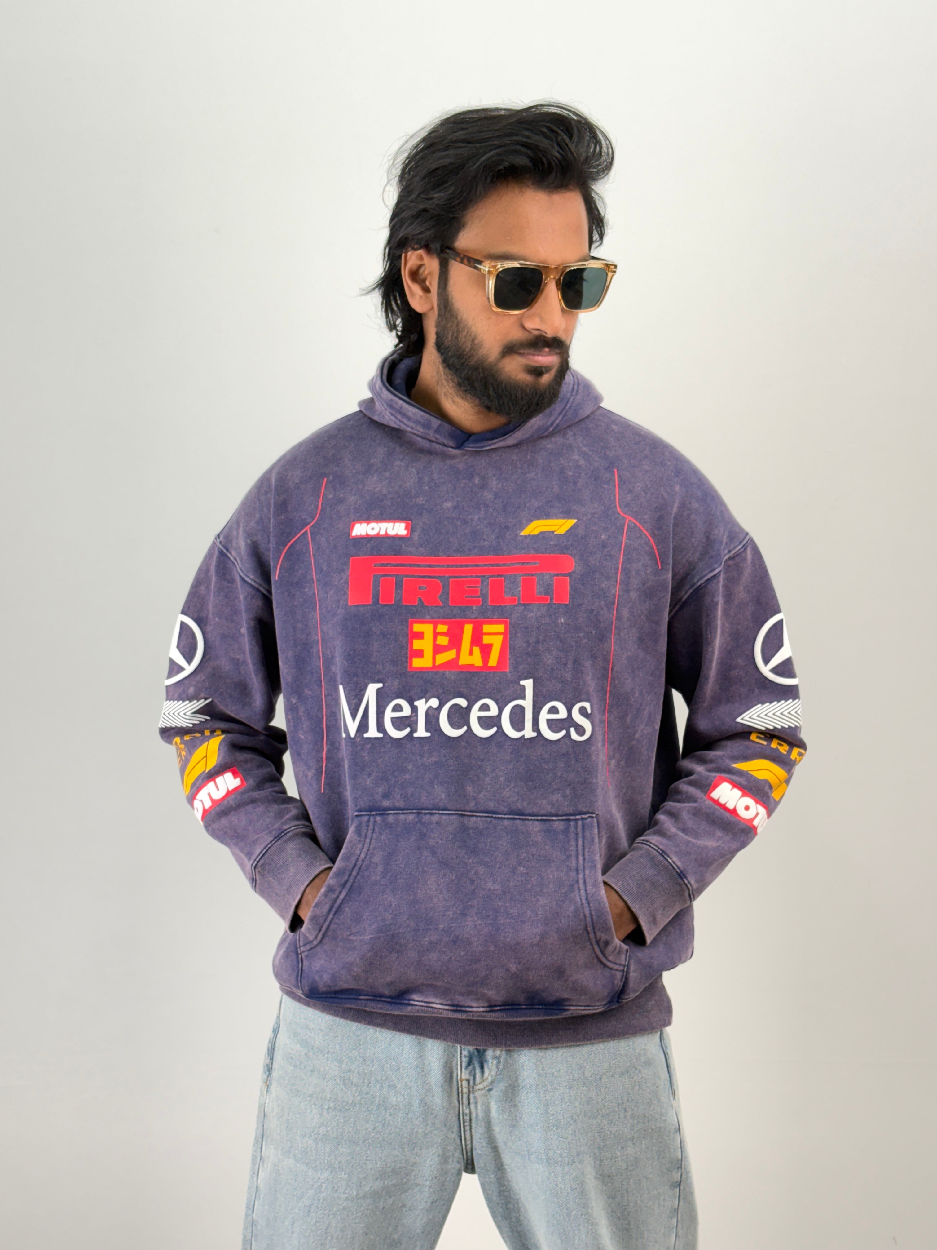 Purple Acid Wash Oversized Hoodie