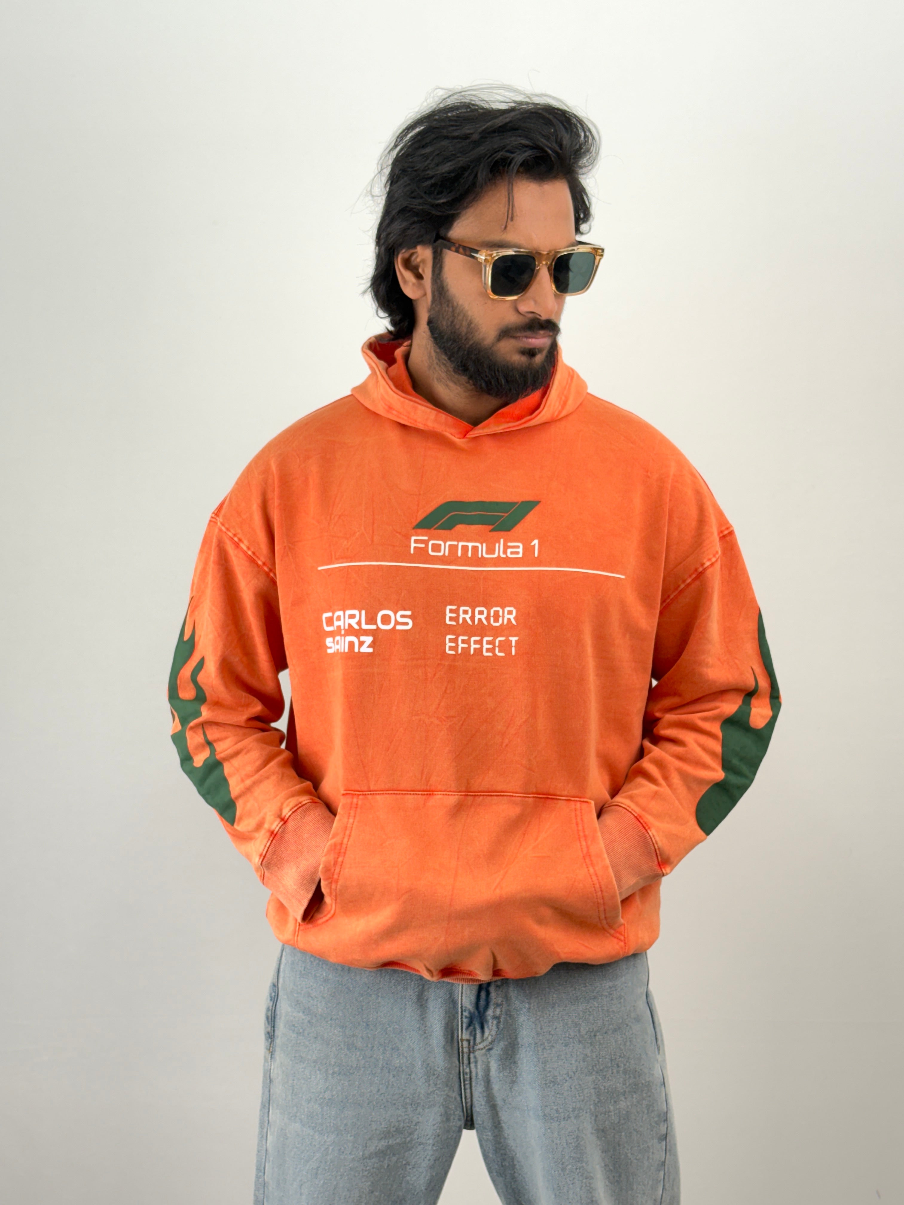 Orange Acid Wash Oversized Hoodie