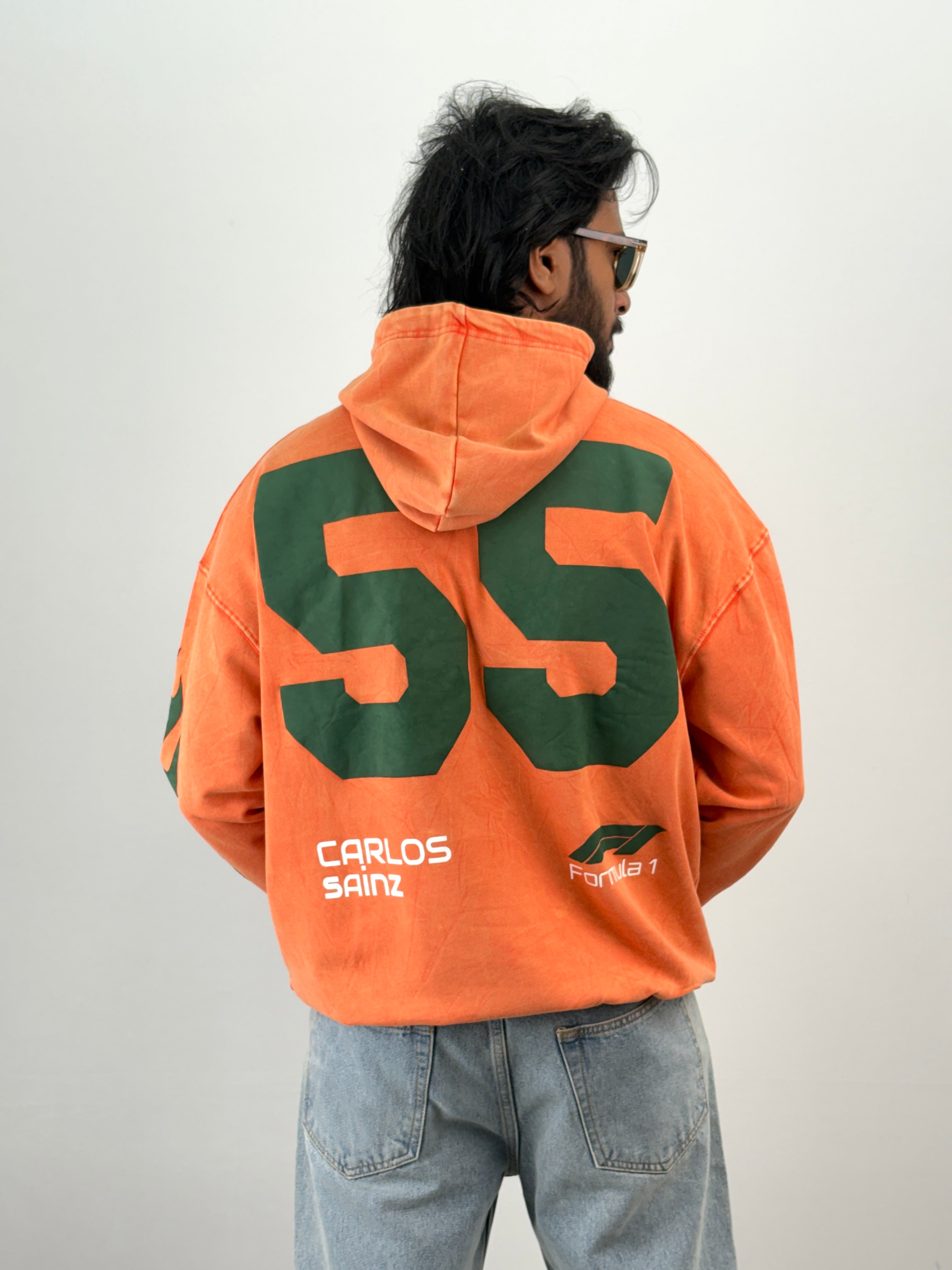 Orange Acid Wash Oversized Hoodie