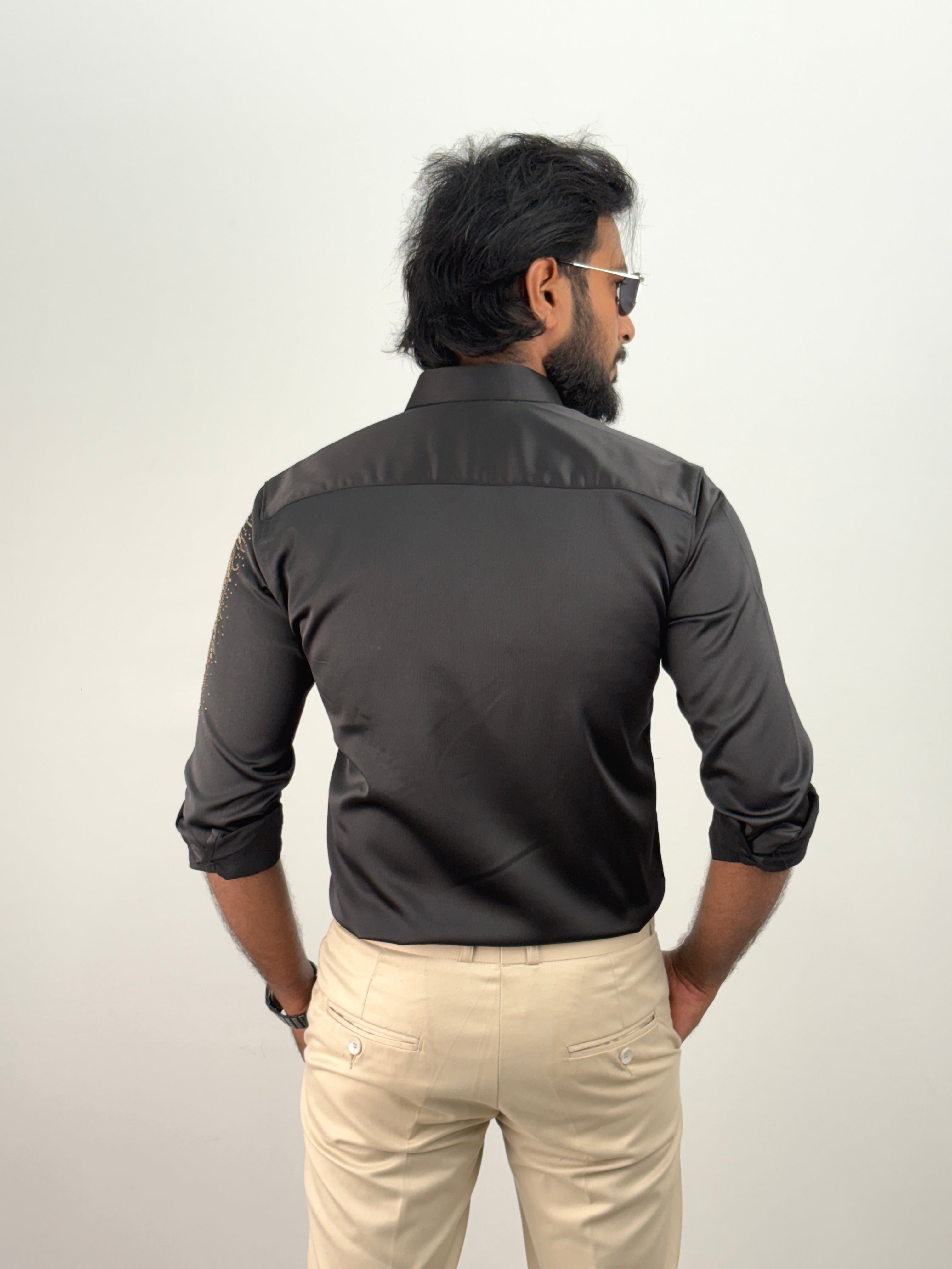 Black Designer Stone Shirt