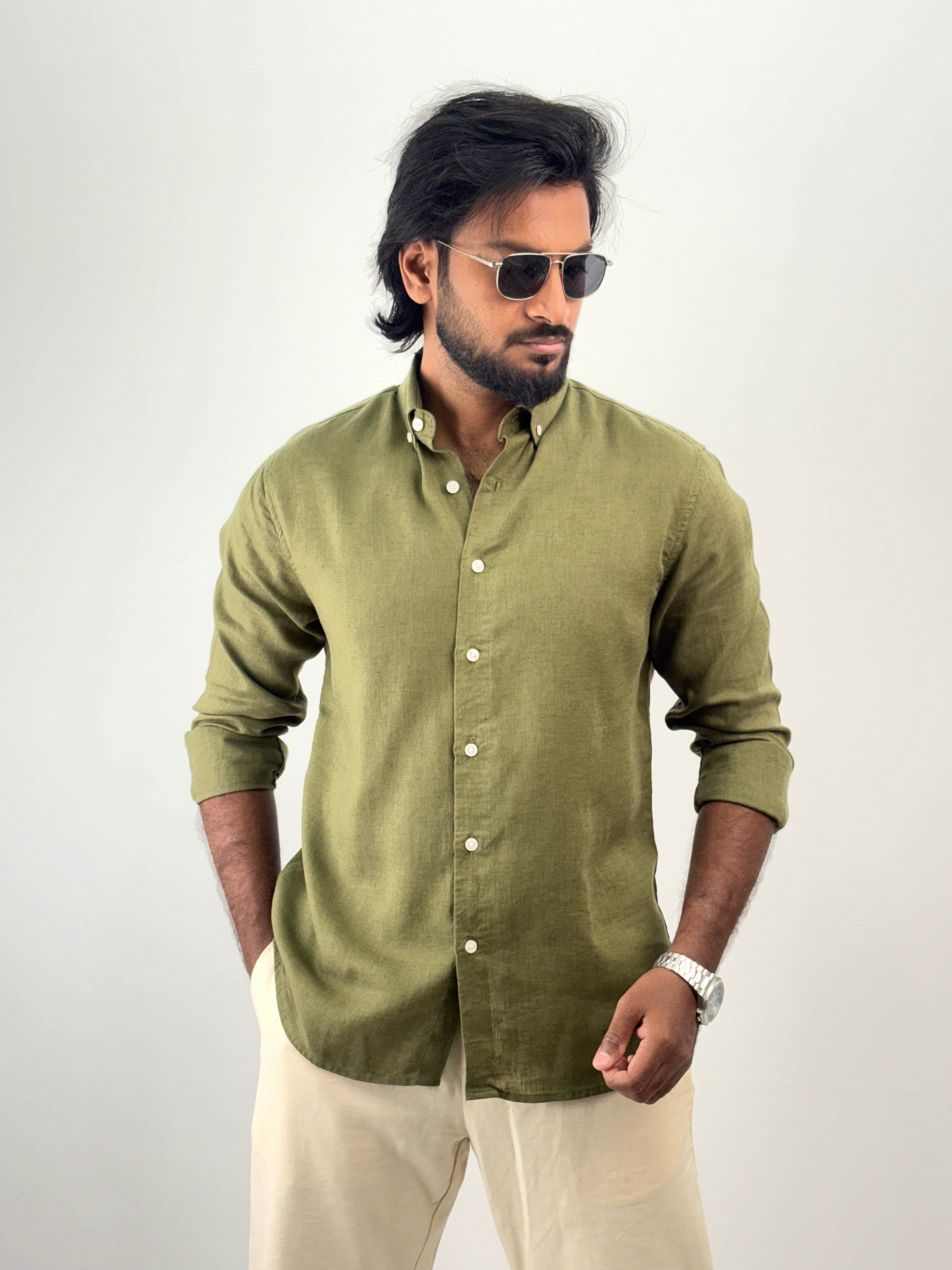 Olive Linen Shirt